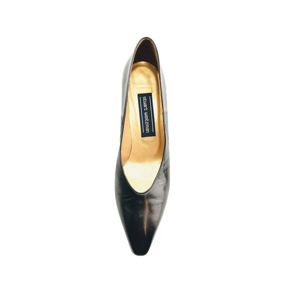 Vintage 90s Leather Pumps Womens Black Size 7aa Made In Spain by Stuart Weitzman - Image 10