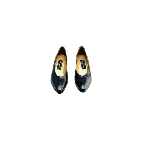 Vintage 90s Leather Pumps Womens Black Size 7aa Made In Spain by Stuart Weitzman - Image 3