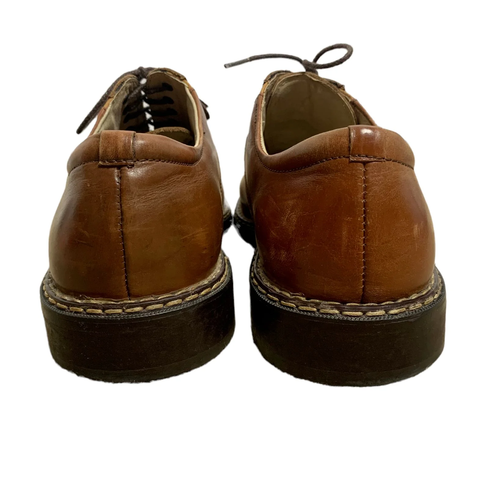 Vintage 90s Leather Two Tone Shoes 11m Brown Lace Up Square Toe by Stacy Adams - Image 5