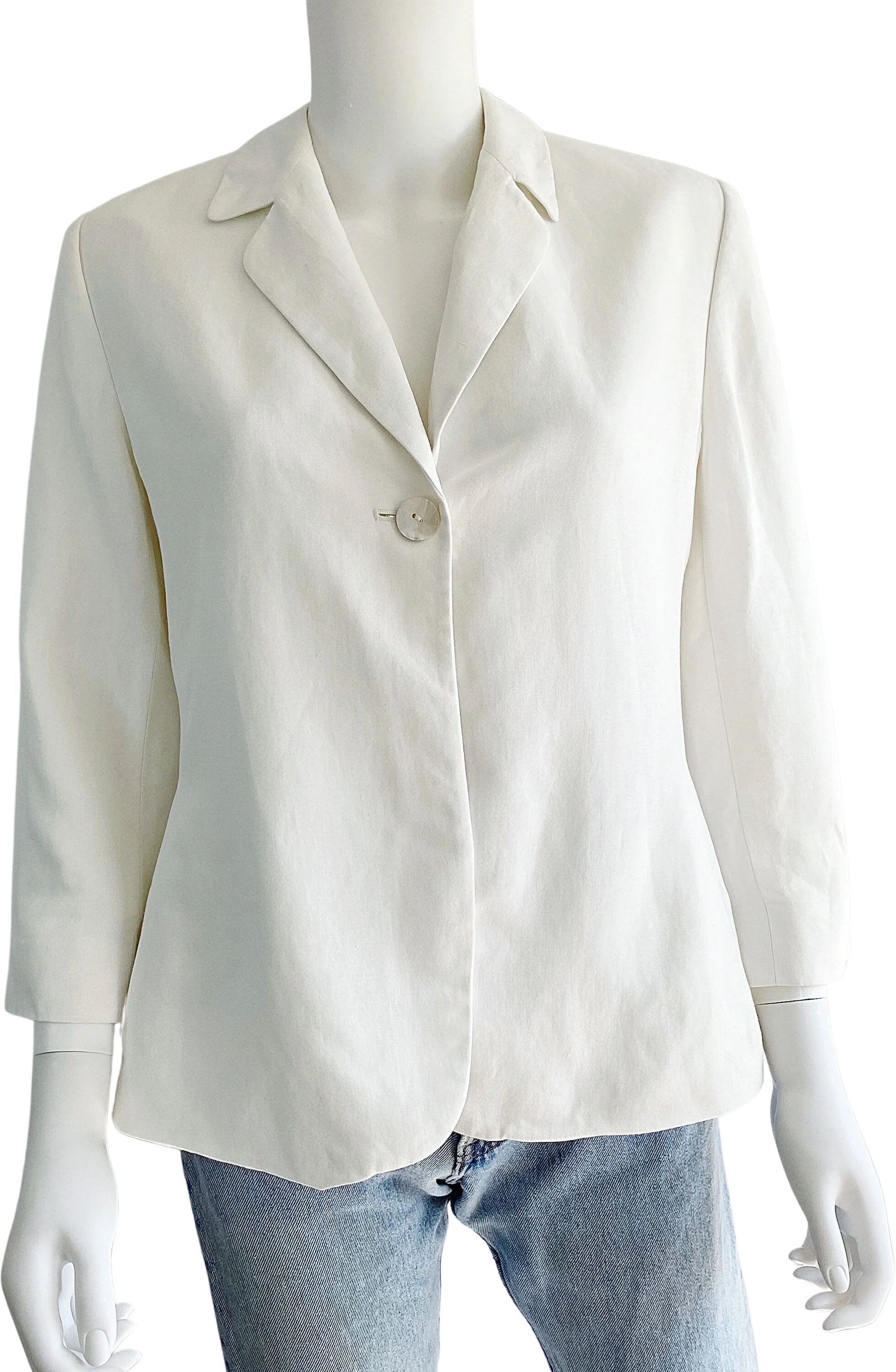 Vintage 90s Linen Blend Single Button Blazer Blazer with 3/4 Length Sleeves by Ellen Tracy