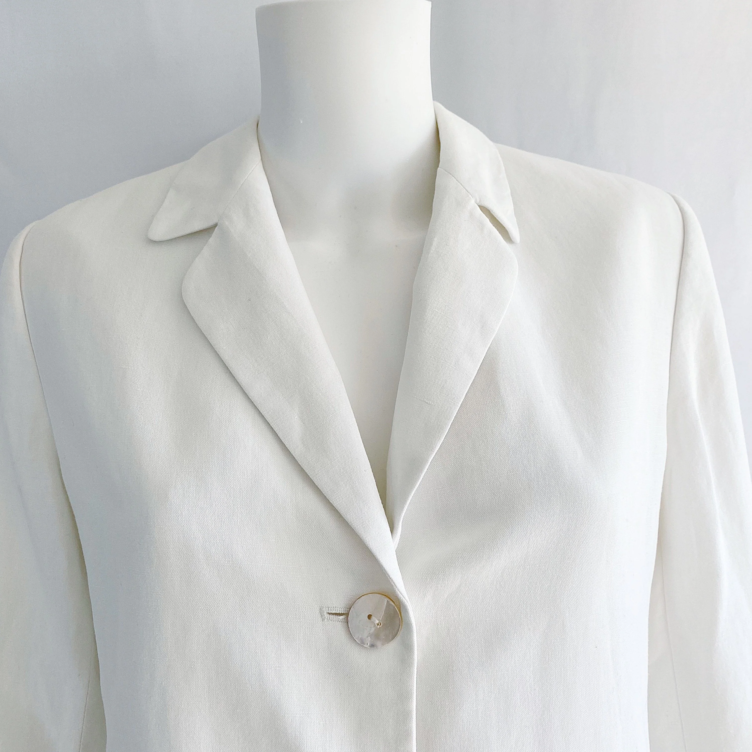Vintage 90s Linen Blend Single Button Blazer Blazer with 3/4 Length Sleeves by Ellen Tracy - Image 4