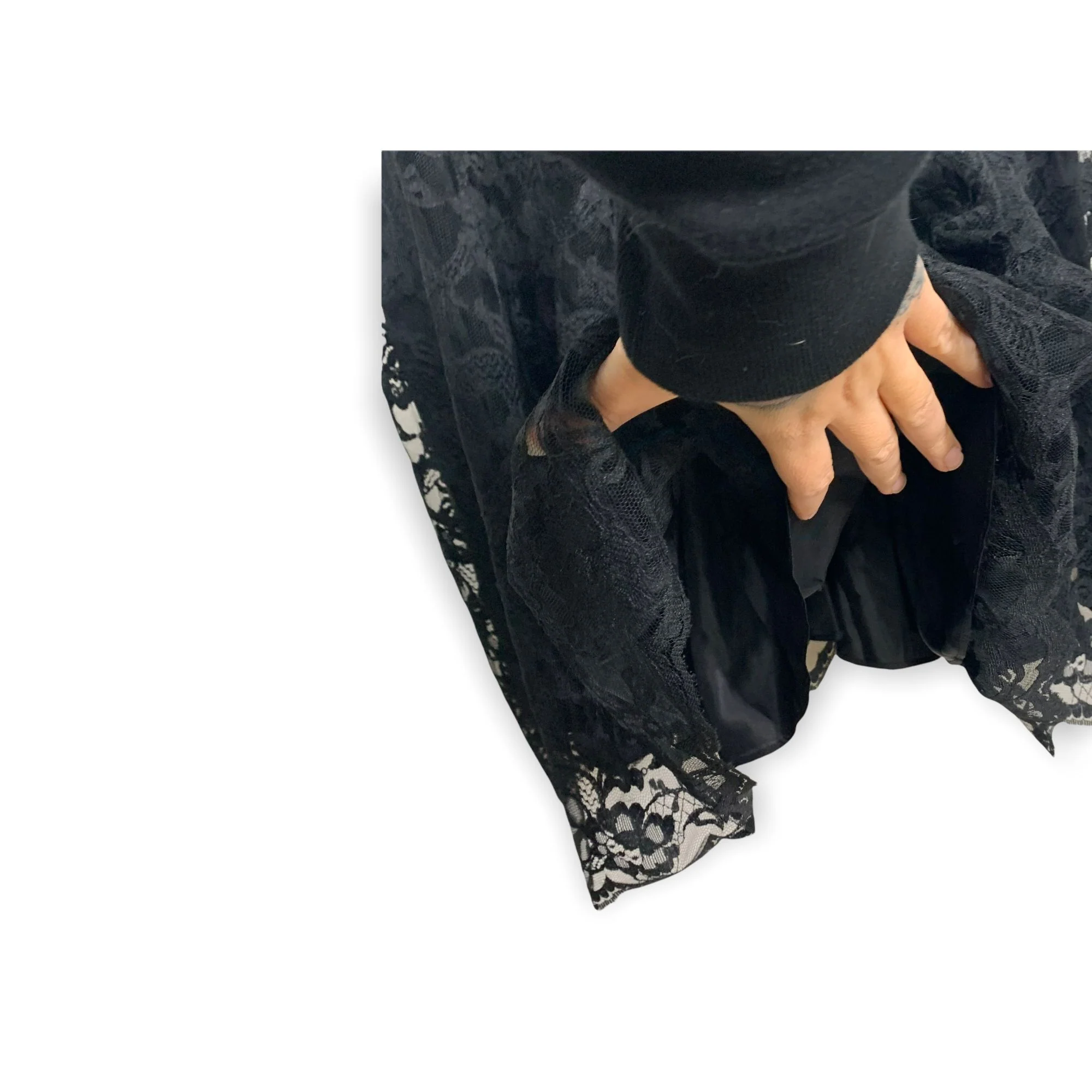 Vintage 90s Long Sleeve Black Drop Waist Lace Dress Size 14 by Leslie Fay - Image 12