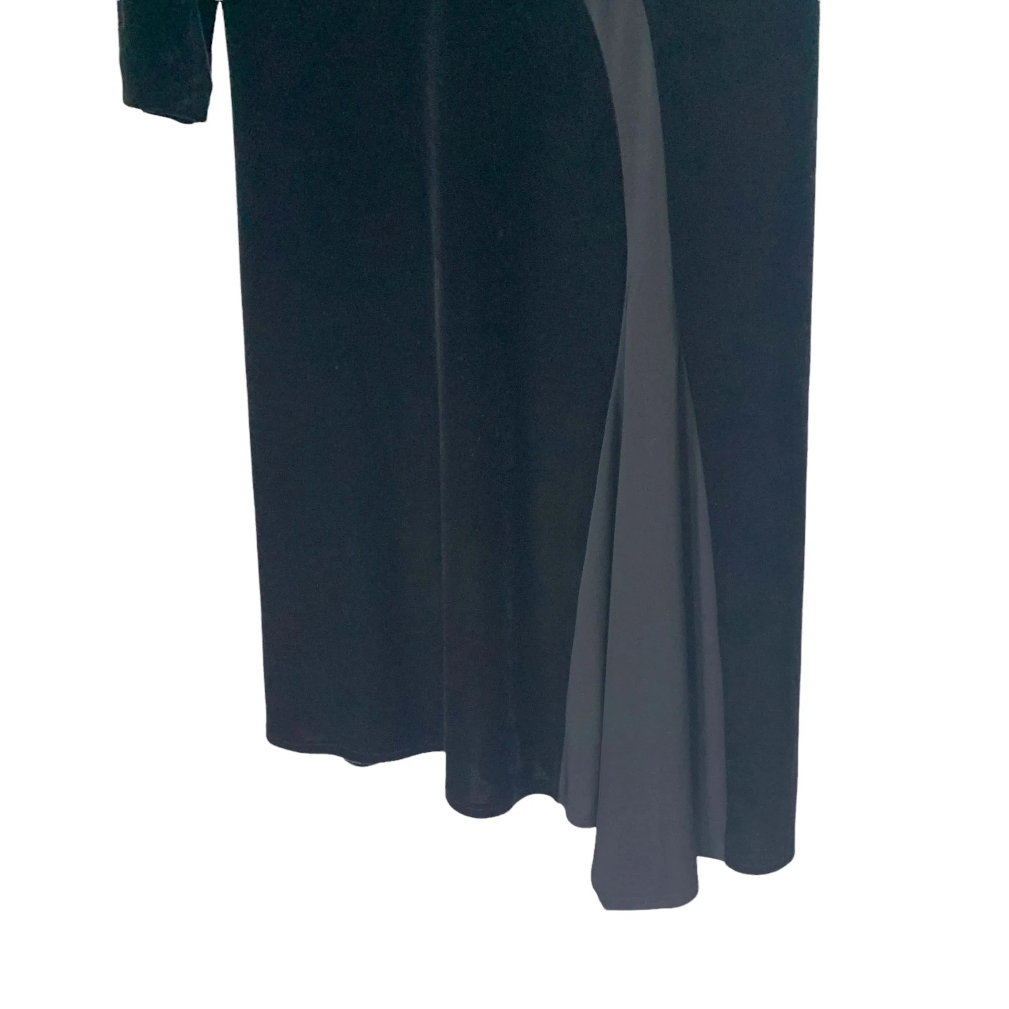 Vintage 90s Long Sleeve Velvet Fit Flare V-Neck Dress 4p by Connected - Image 4