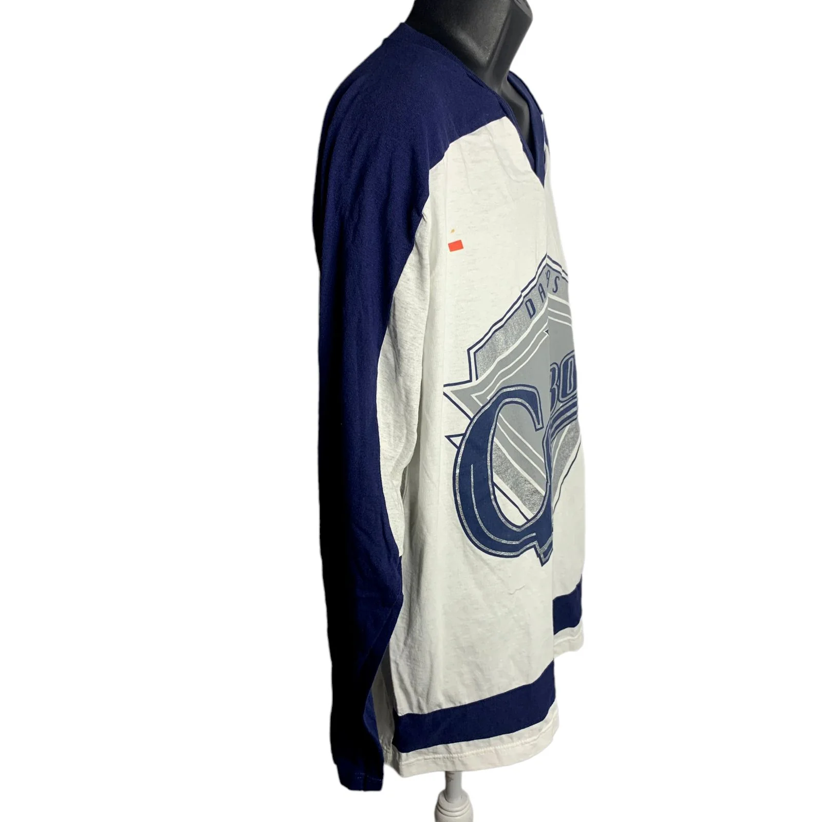 Vintage 90s Mens Dallas Cowboys T-Shirt Xl White Long Sleeve Football V-Neck by NFL - Image 7