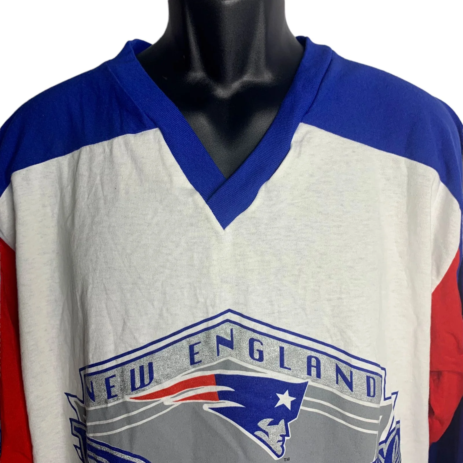Vintage 90s Mens Nfl Patriots T-Shirt Xl White Long Sleeve Monday Night Football by League Leader - Image 3