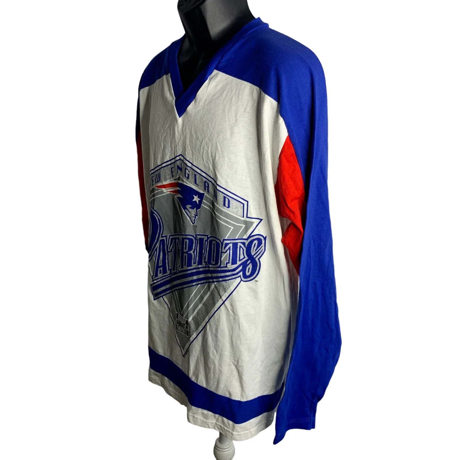 Vintage 90s Mens Nfl Patriots T-Shirt Xl White Long Sleeve Monday Night Football by League Leader - Image 6