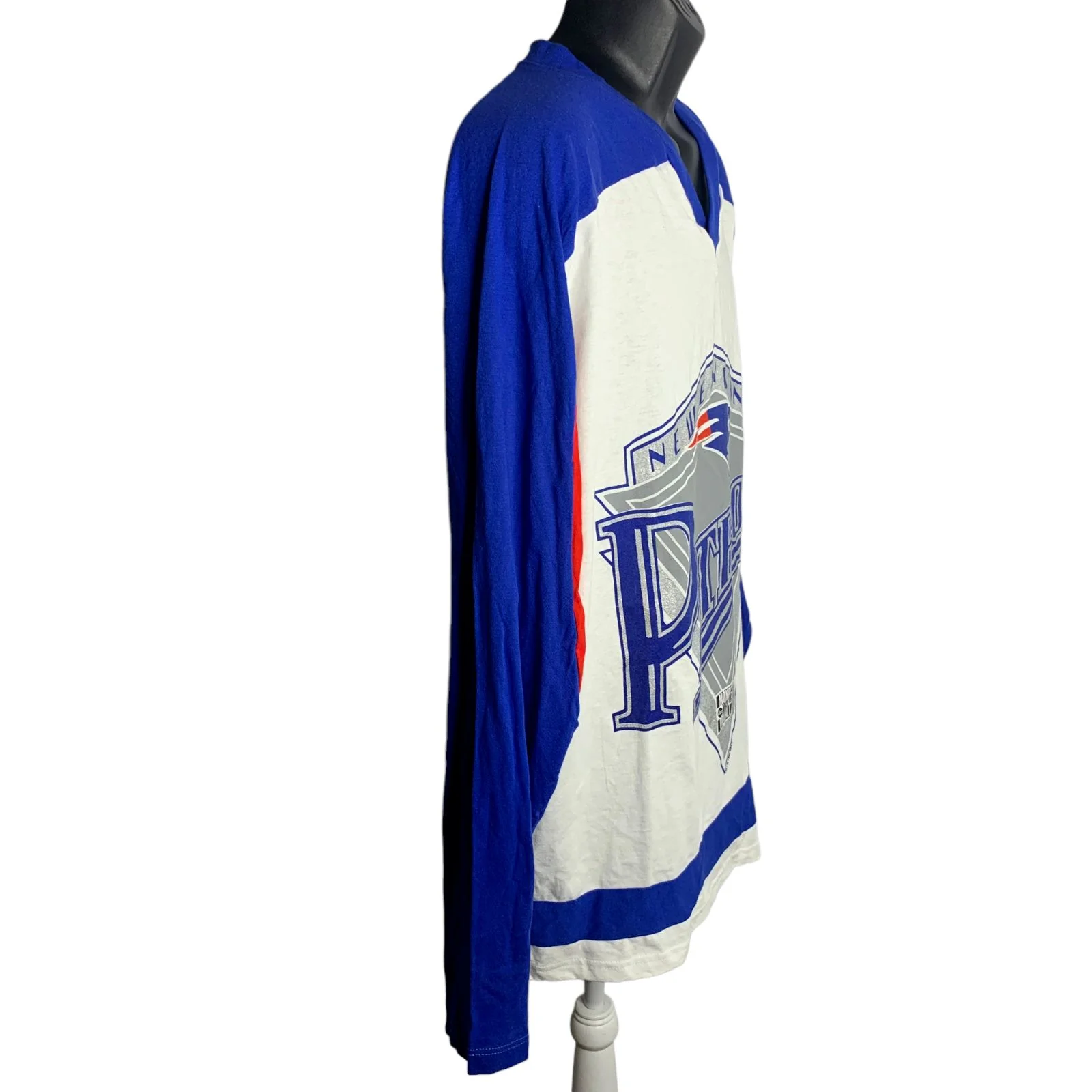 Vintage 90s Mens Nfl Patriots T-Shirt Xl White Long Sleeve Monday Night Football by League Leader - Image 7