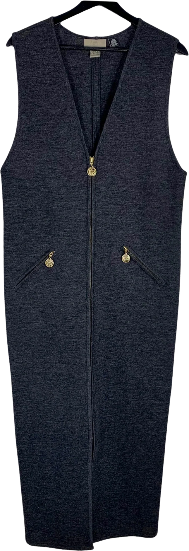Vintage 90s Merino Wool Sleeveless Zip Up Dress Medium by Nordstrom