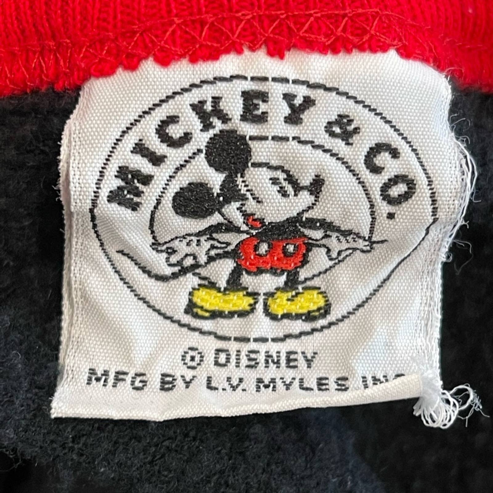 Vintage 90s Mickey Mouse Pajama Shirt Made In Usa Black Red Disney by Disney - Image 5