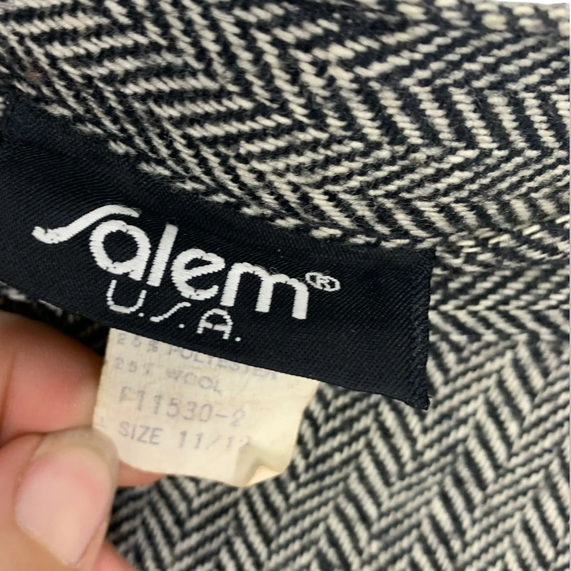 Vintage 90s Micro Fishbone Wool Blend Pants Size 11 / 12 by Salem - Image 3