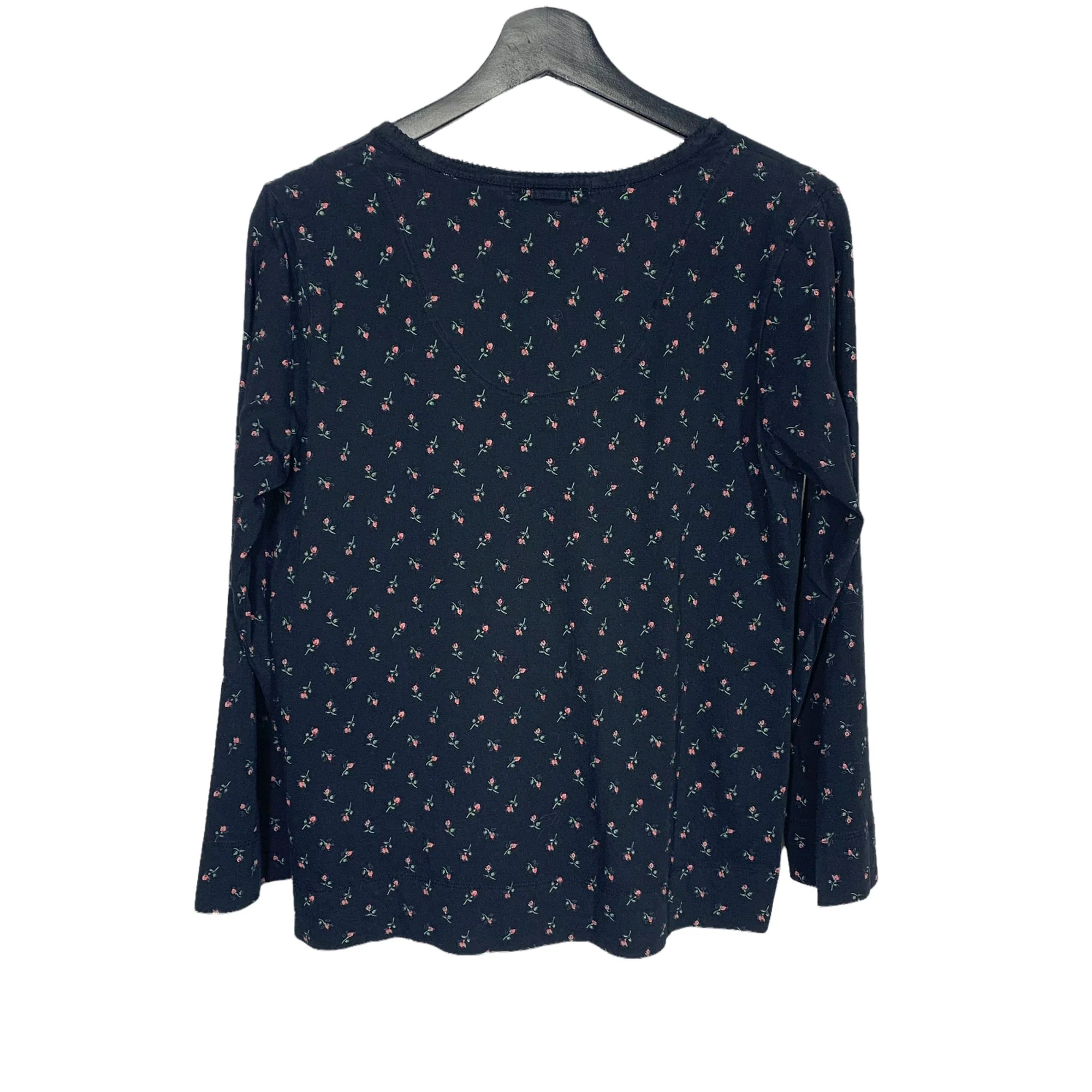 Vintage 90s Micro Floral Black Button Up Long Sleeve Top by Carole Hochman - Image 2