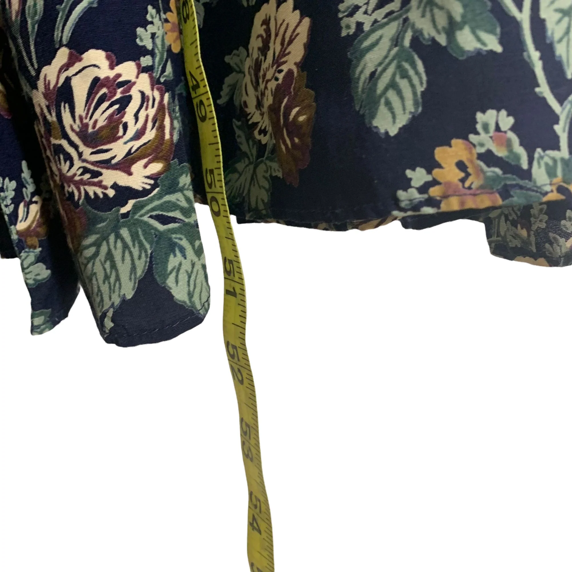 Vintage 90s Navy Blue Floral Long Sleeve Full Length Button Up Dress Medium by ED Michaels - Image 11