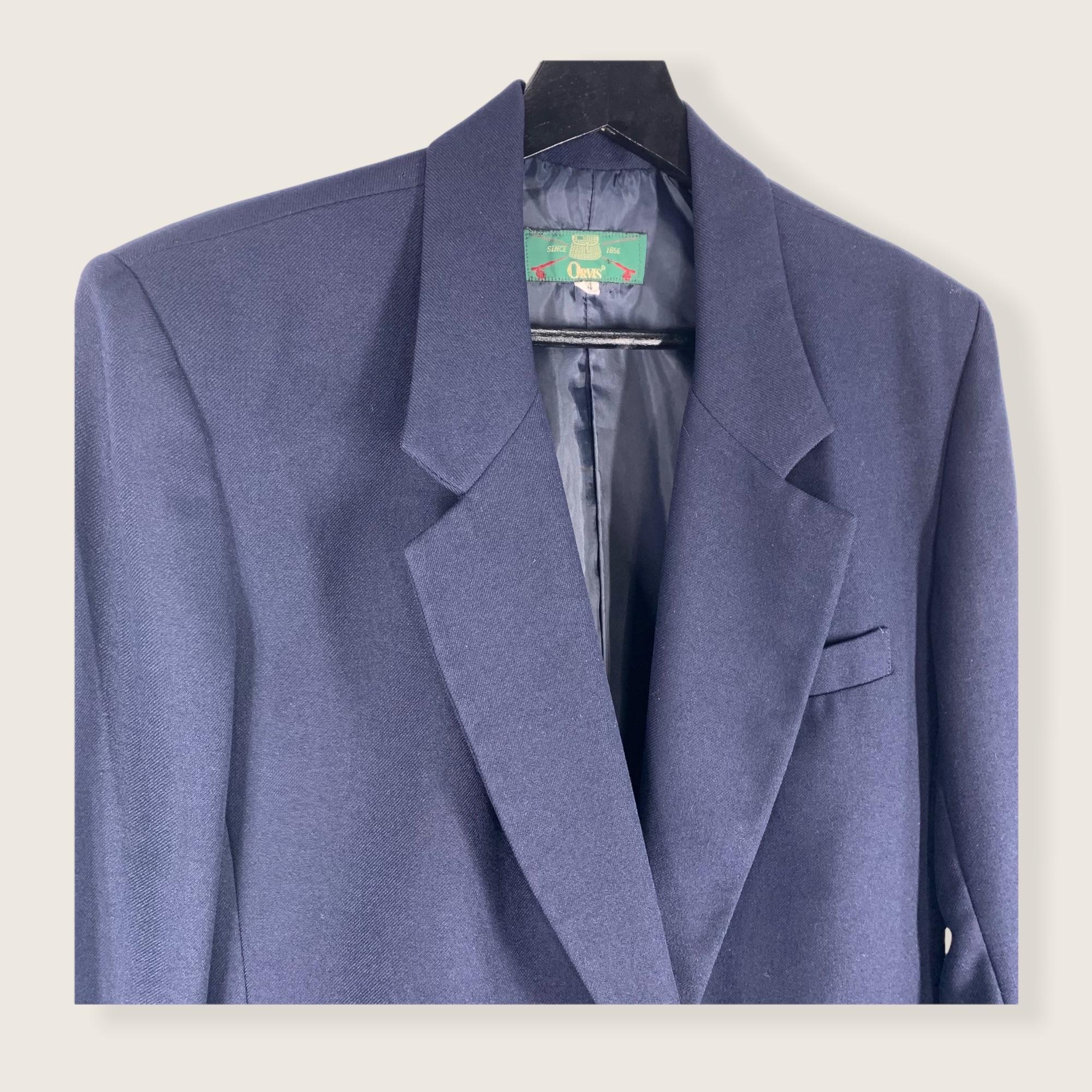 Vintage 90s Navy Blue Skirt Blazer Set Medium by Orvis - Image 2