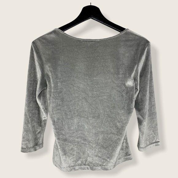 Vintage 90s Necessary Objects Silver Square Neck Velvet Top Large - Image 4