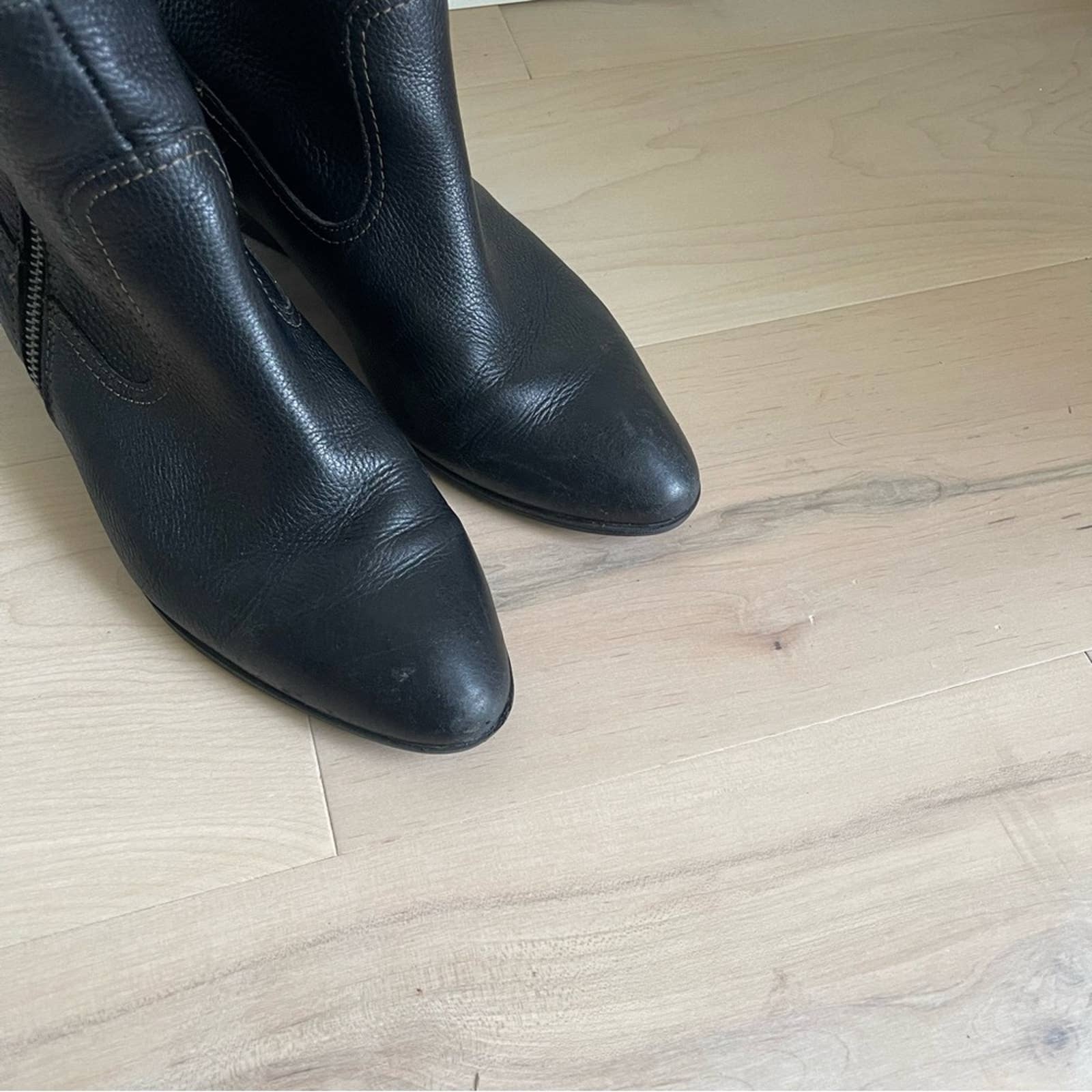 Vintage 90s Nine West Leather Riding Boots Black by Nine West - Image 3