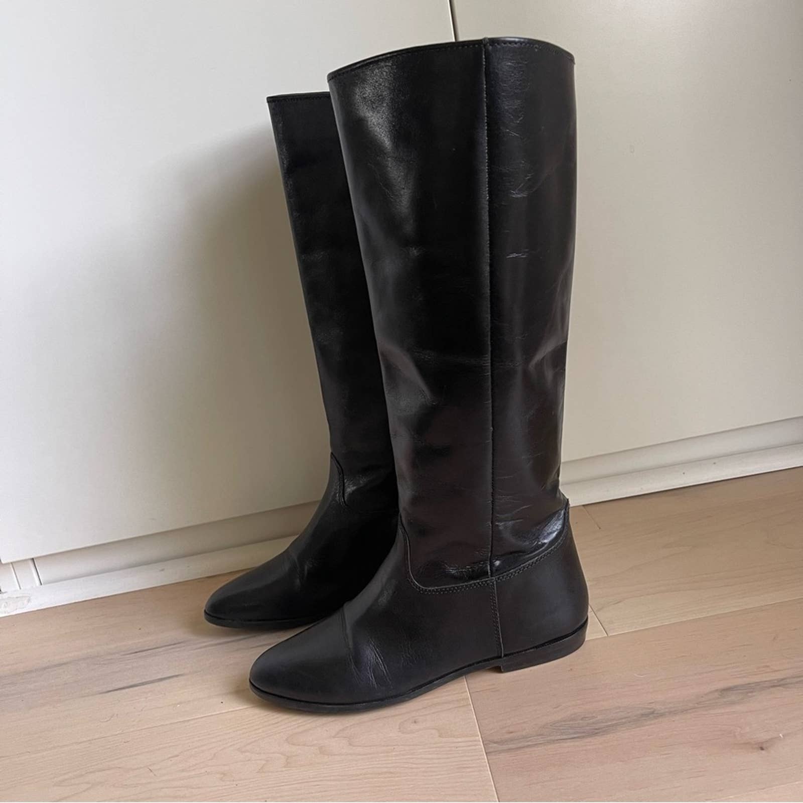 Vintage 90s Nine West Leather Riding Boots Black by Nine West - Image 5