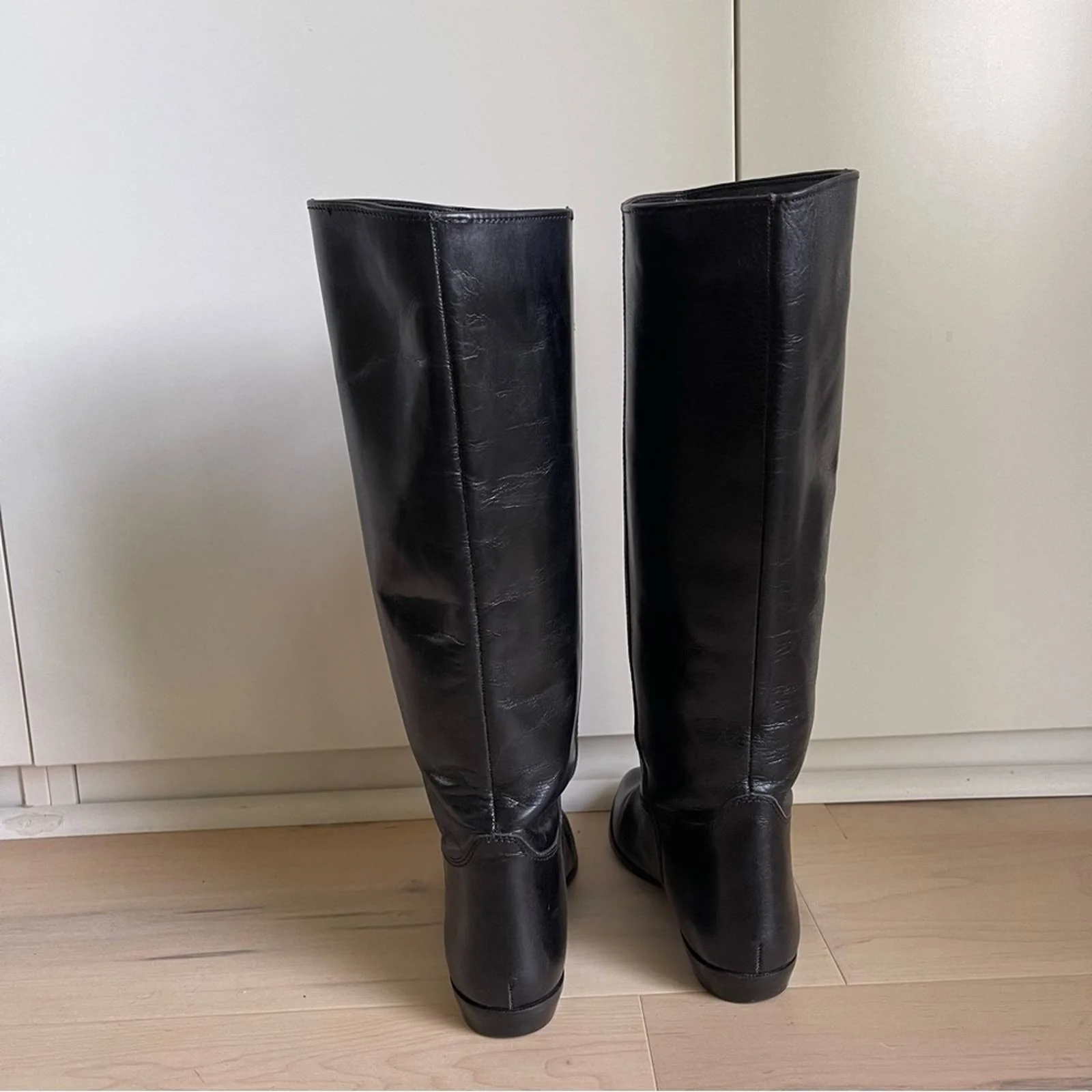 Vintage 90s Nine West Leather Riding Boots Black by Nine West - Image 6