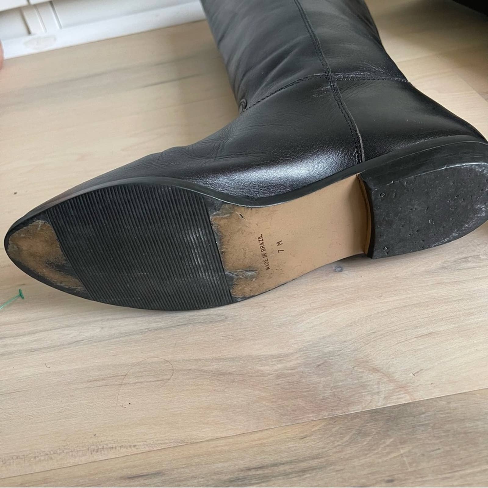 Vintage 90s Nine West Leather Riding Boots Black by Nine West - Image 7