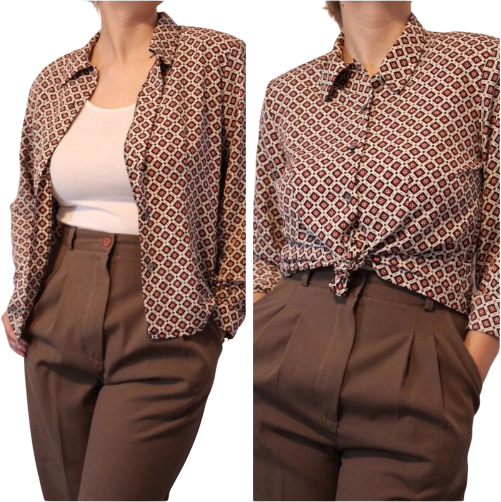 90s Vintage Geometric Blouse By Notations - Image 4