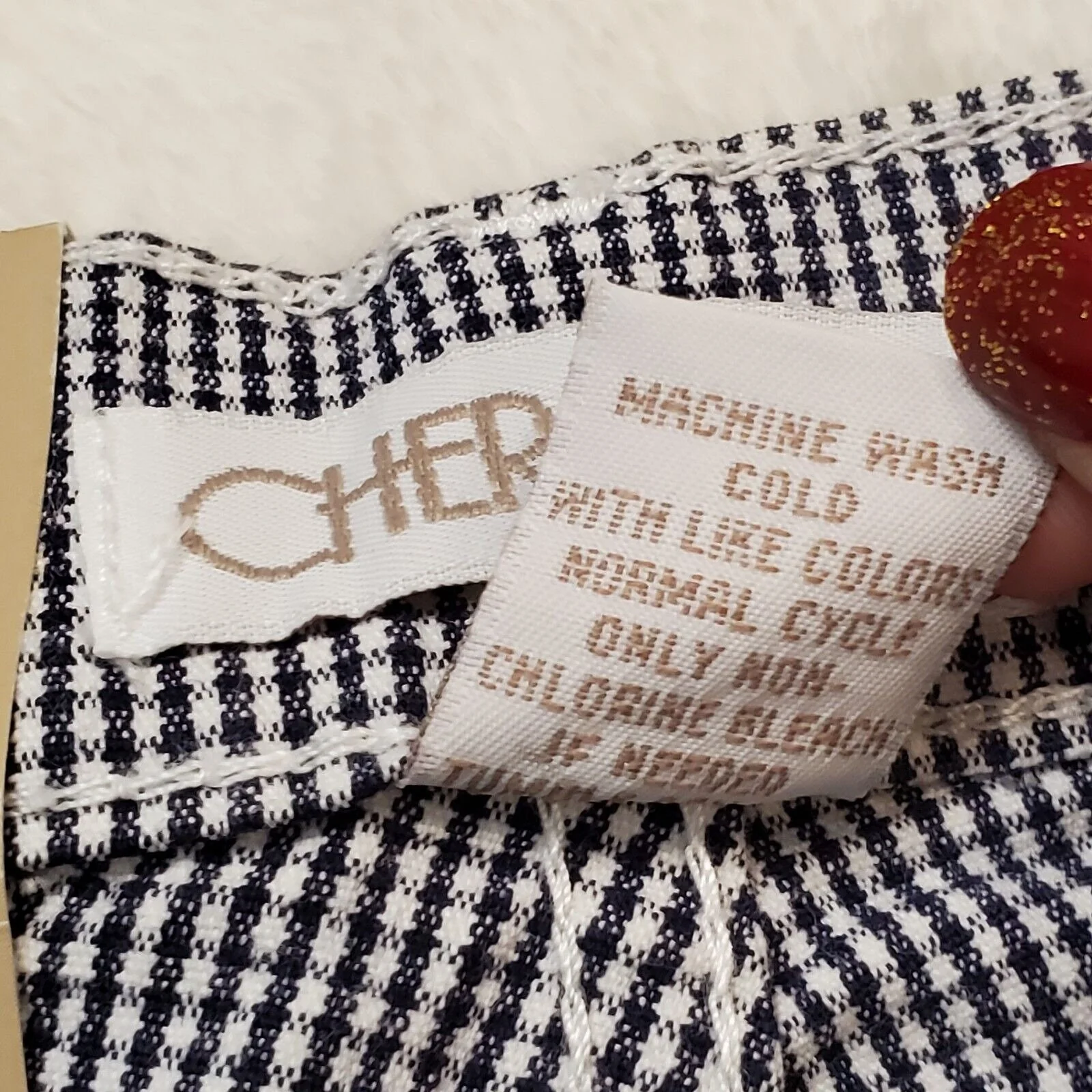 Vintage 90s Nwt Gingham Plaid Tapered High Waist Pants Stretch Navy Blue Sz 6 by Cherokee - Image 9