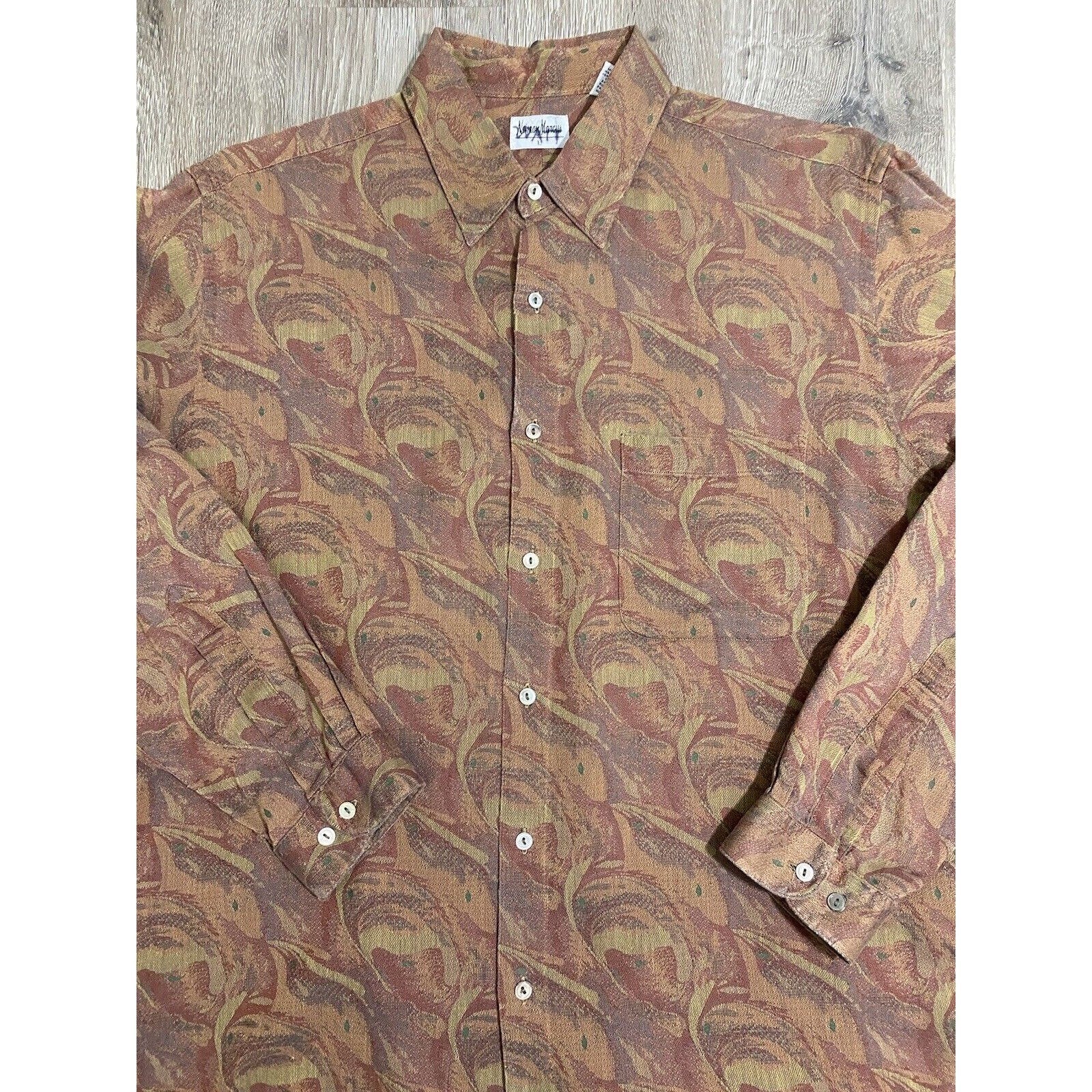 Vintage 90s Paisley Knit Long Sleeve Shirt Neiman Marcus Button Down by Neiman Marcus - Image 2