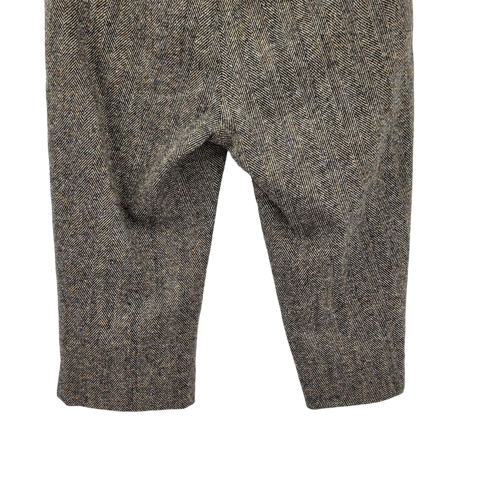 Vintage 90s Pants Academia Wool Knee Length Herringbone Plaid Lace Trim Brown 2 by Rebecca Taylor - Image 10