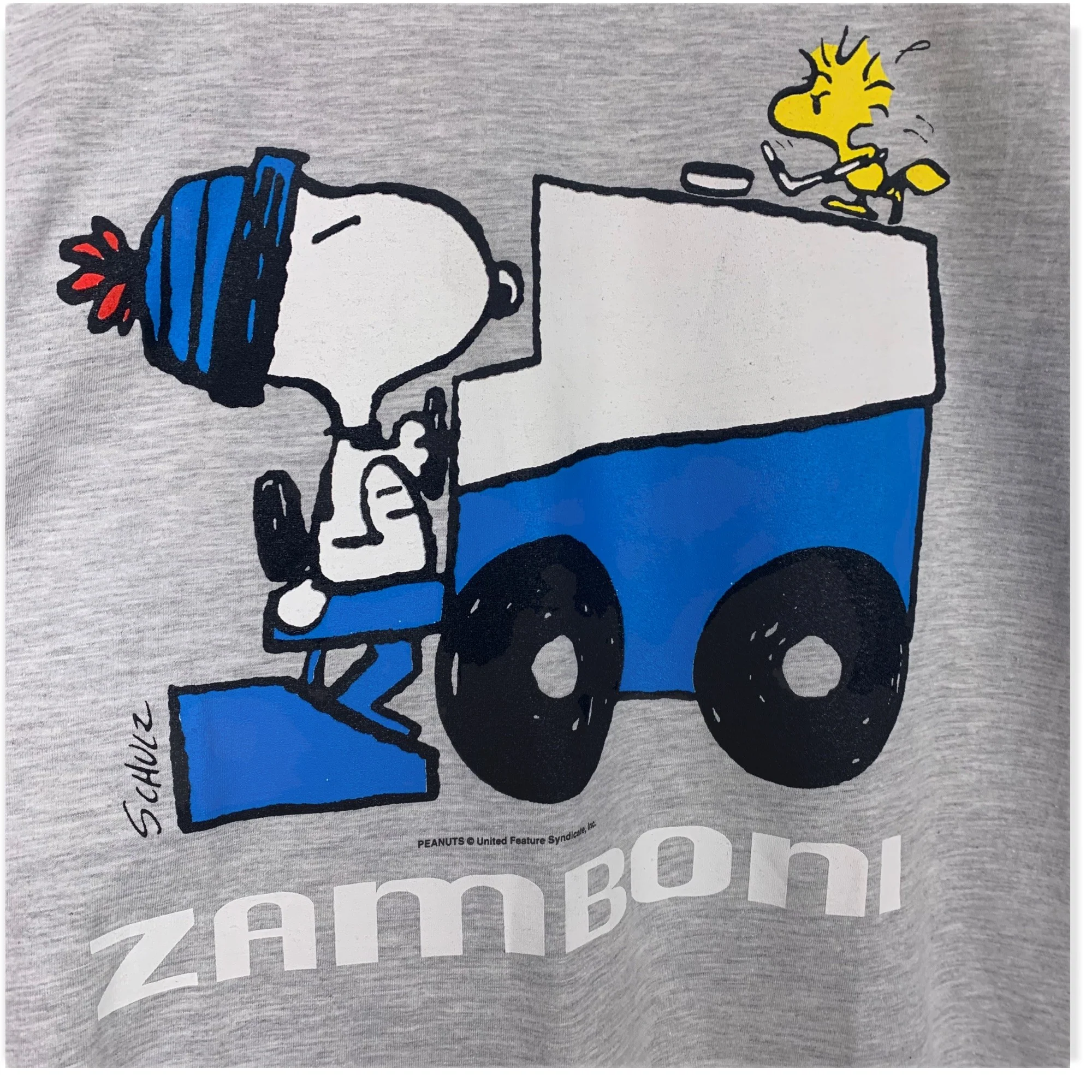 Vintage 90s Peanuts Gray Hockey Graphic Cotton T-Shirt Medium - Image 3