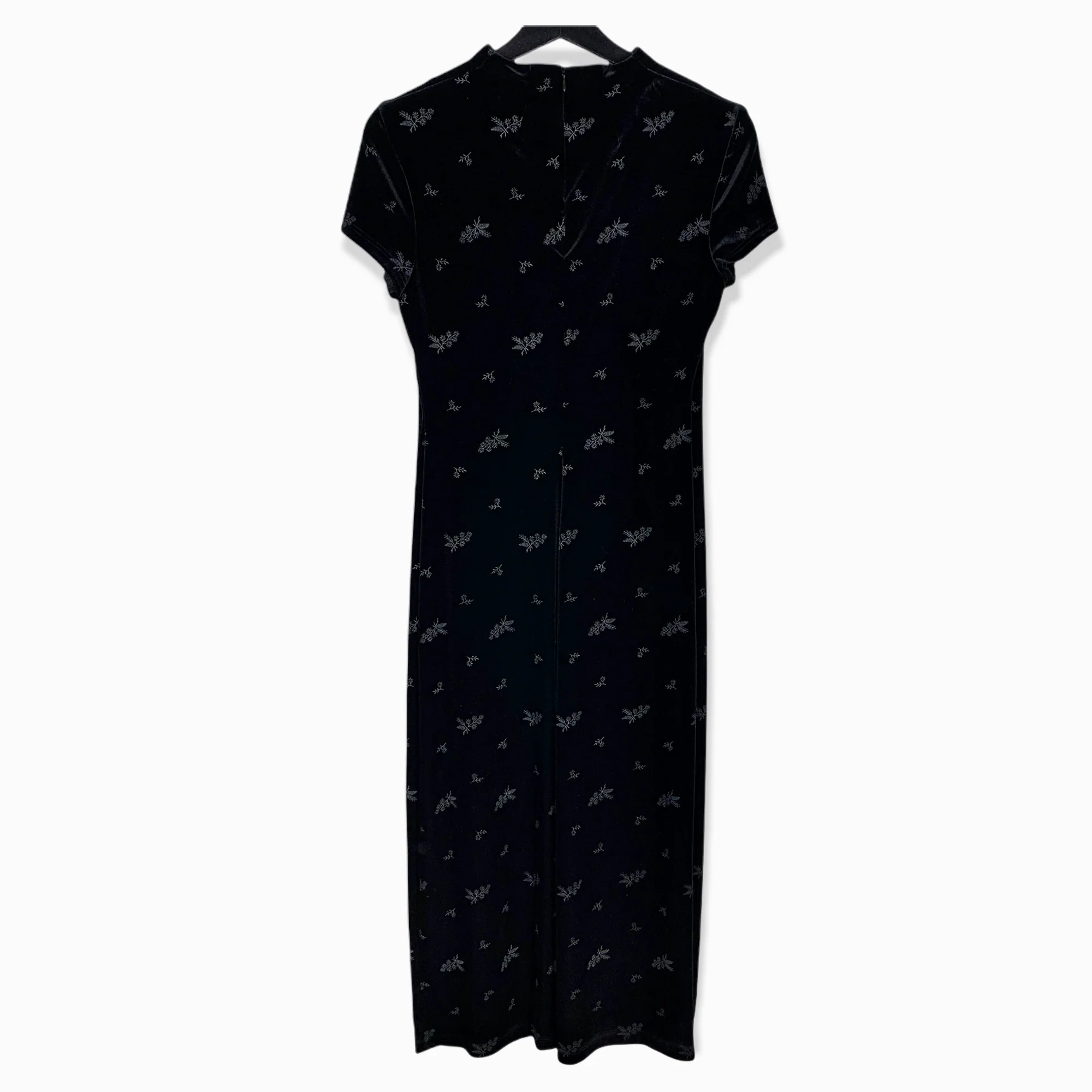 Vintage 90s Petites Velvet Full Length Cheongsam Dress Large by Caren Desiree Company - Image 2