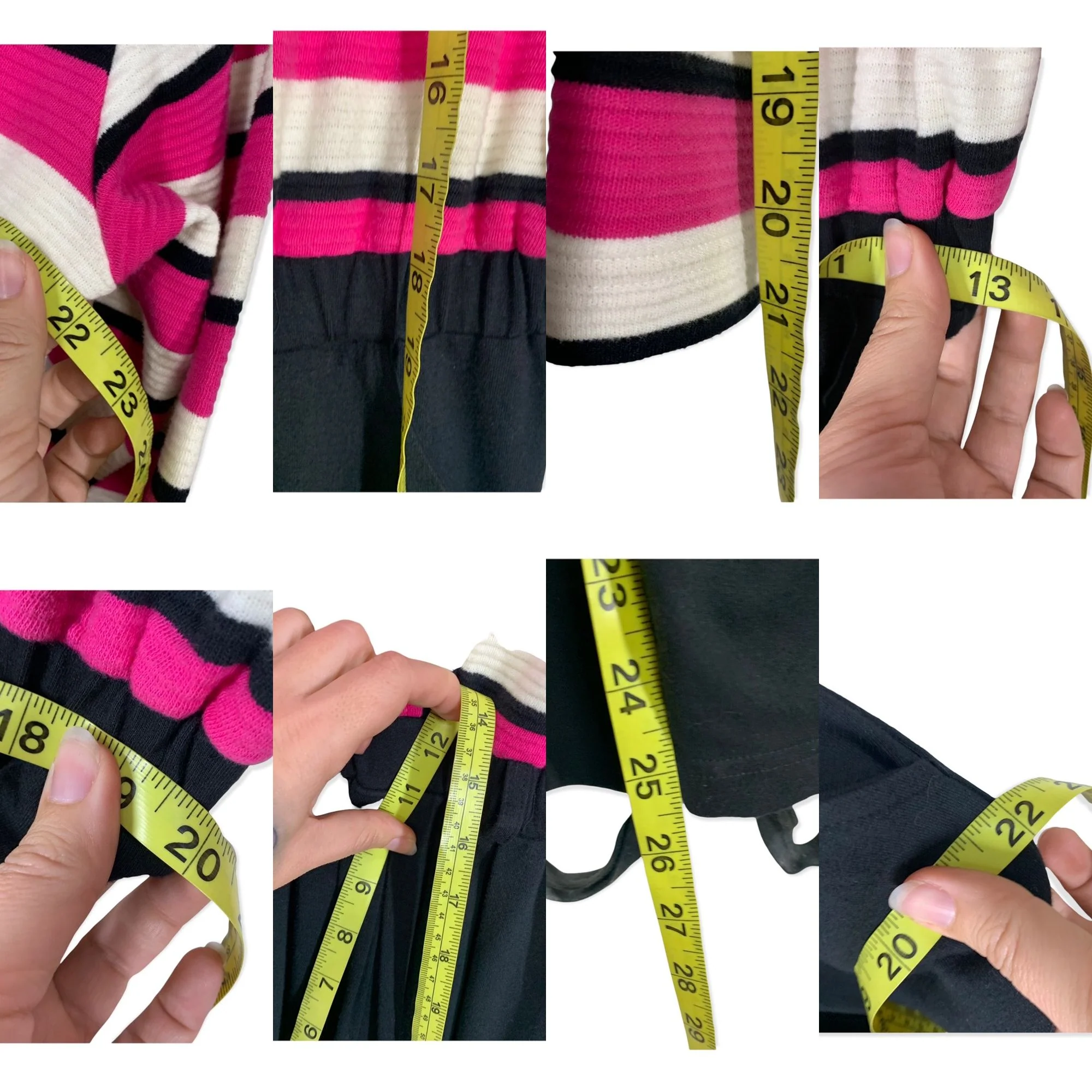 Vintage 90s Pink Black White Stripe Long Sleeve Zip Up Jumpsuit Small by Classiques du Sport - Image 8