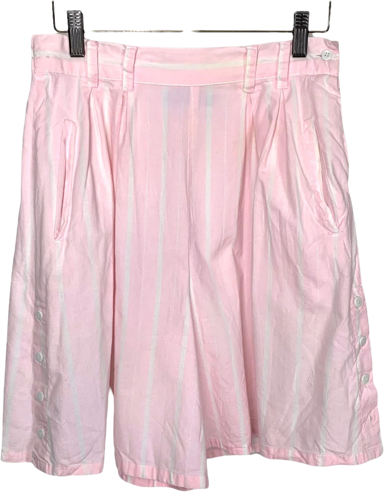 Vintage 90s Pink White Stripe Wide Leg High Waist Mom Shorts by Pinot Noir