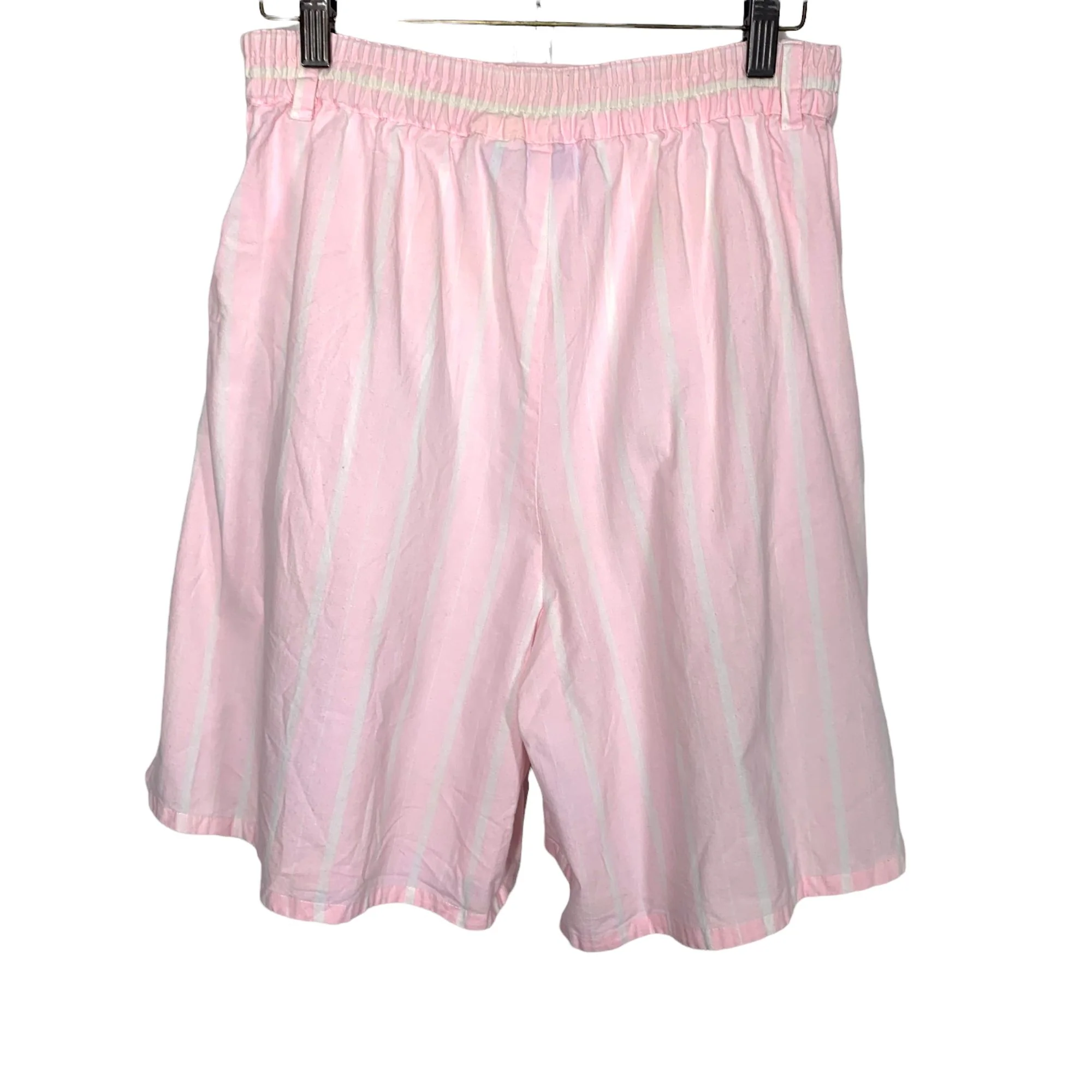 Vintage 90s Pink White Stripe Wide Leg High Waist Mom Shorts by Pinot Noir - Image 2