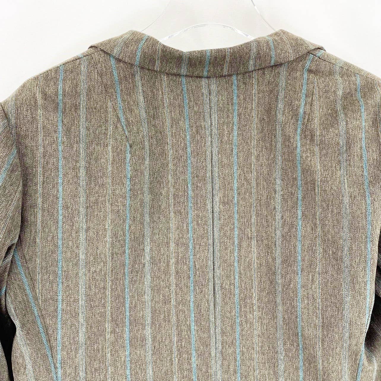 Vintage 90s Pinstripe Brown Blue Blazer Suit Jacket by Plaza South - Image 7