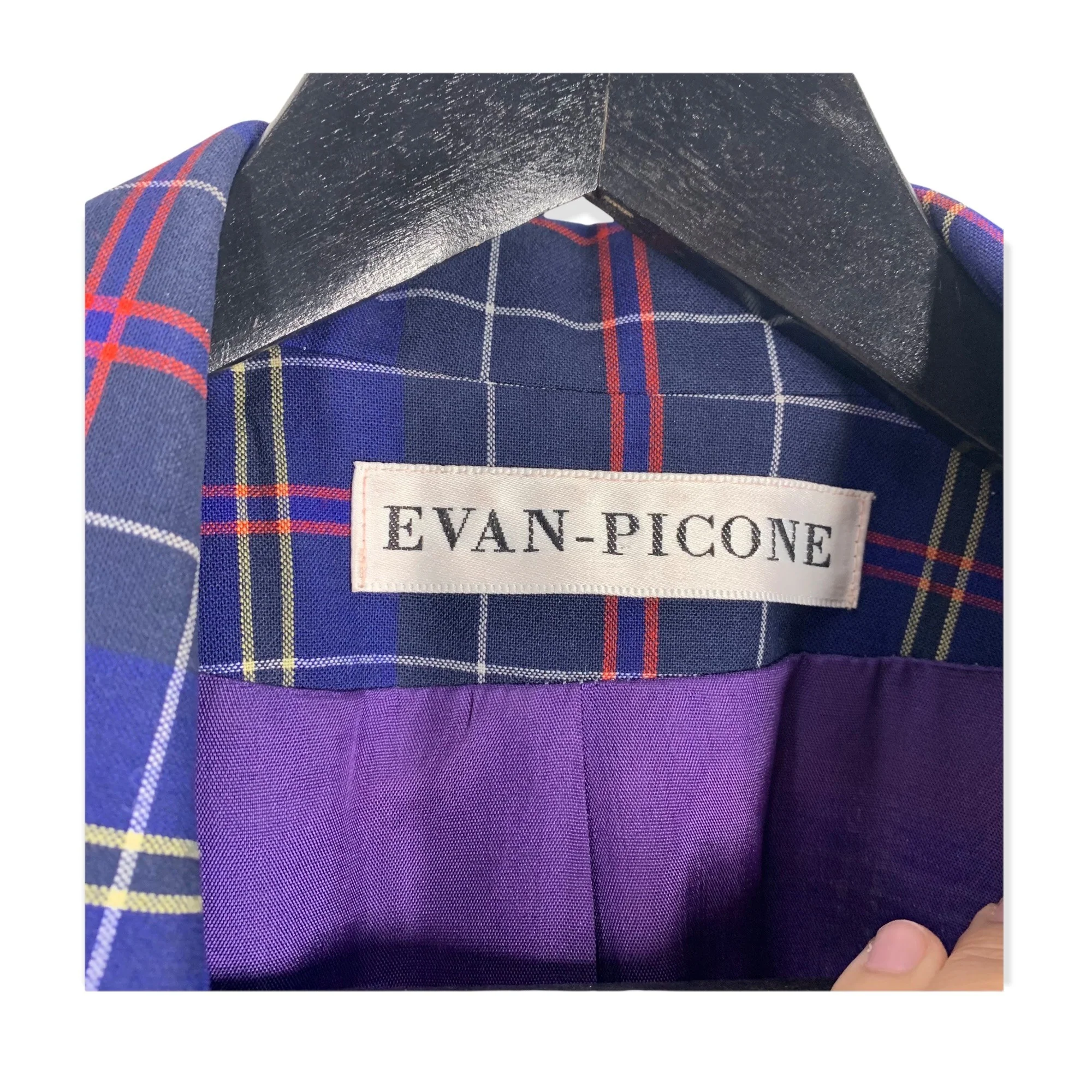 Vintage 90s Plaid Long Blazer Small by Evan Picone - Image 11