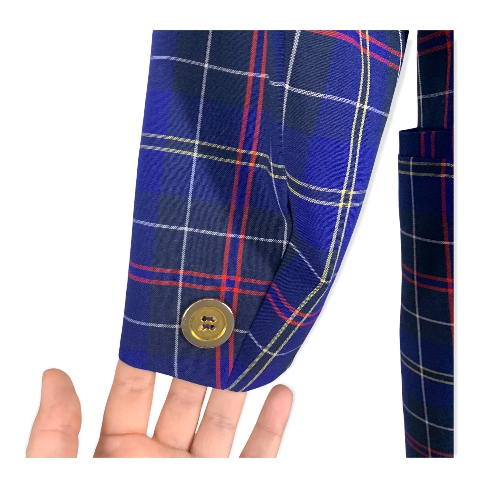 Vintage 90s Plaid Long Blazer Small by Evan Picone - Image 12