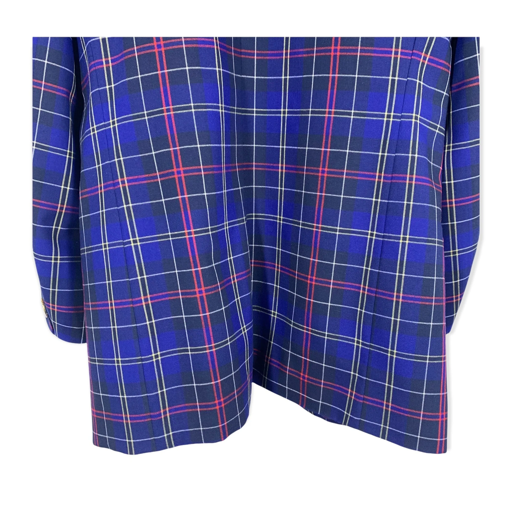 Vintage 90s Plaid Long Blazer Small by Evan Picone - Image 6