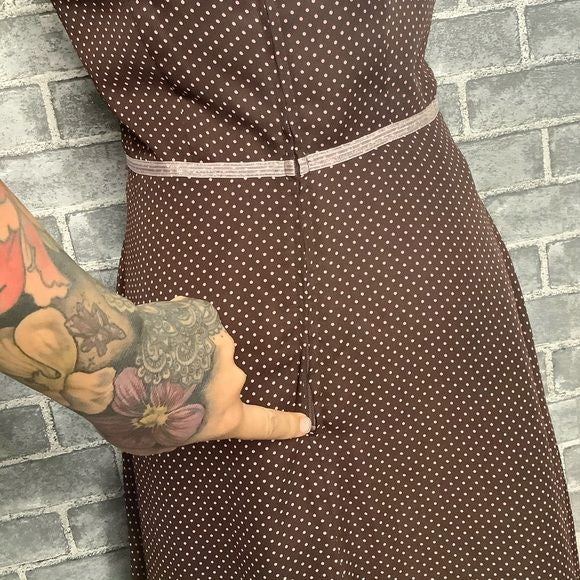 Vintage 90s Polka Dot Chiffon Dress Medium by K Studio - Image 4