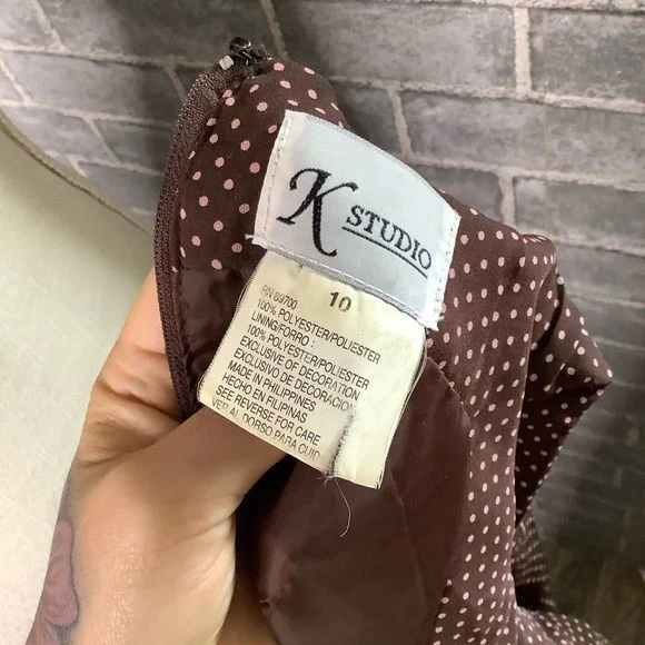 Vintage 90s Polka Dot Chiffon Dress Medium by K Studio - Image 5