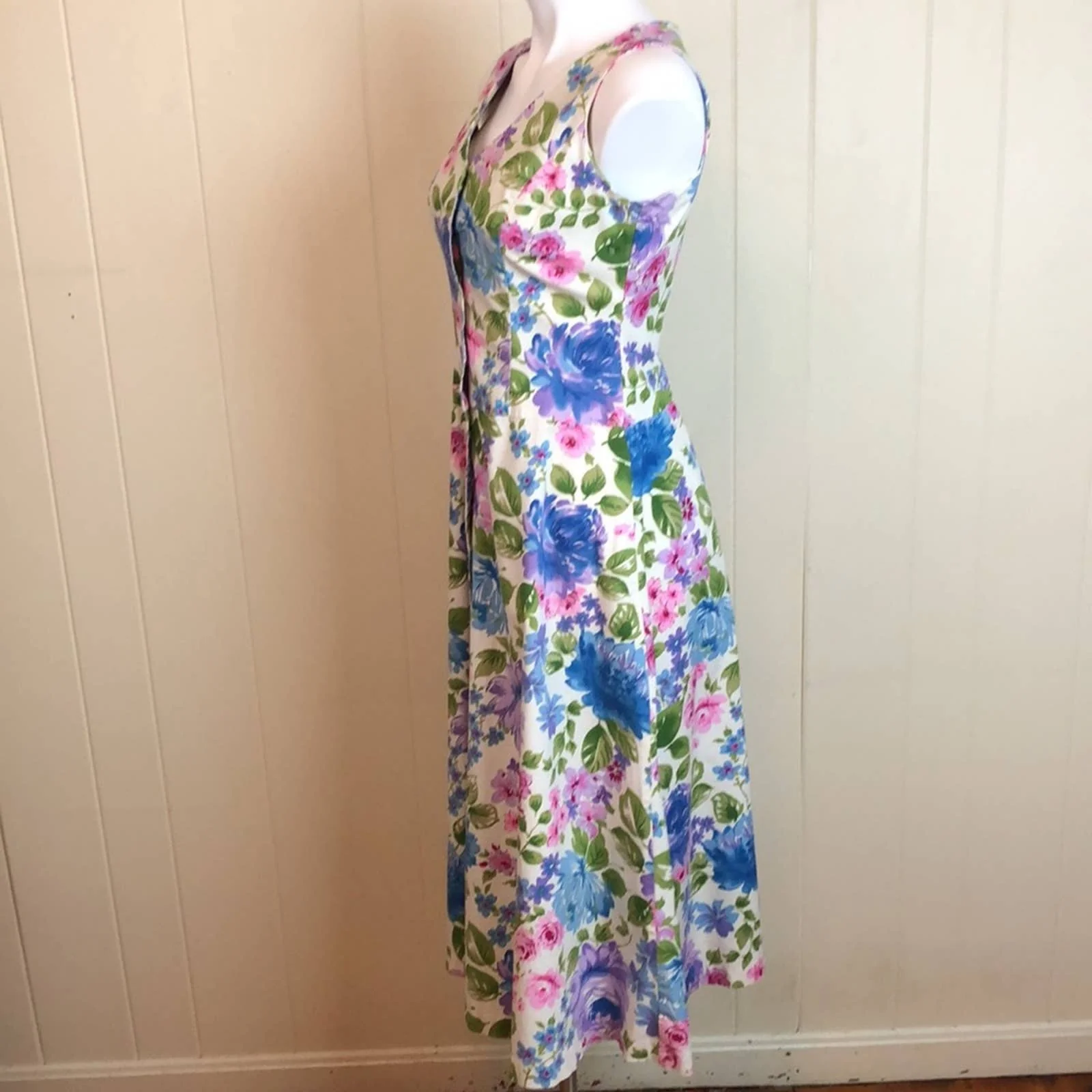 Vintage 90s Prairie Floral Button Down Dress by Chadwicks - Image 2