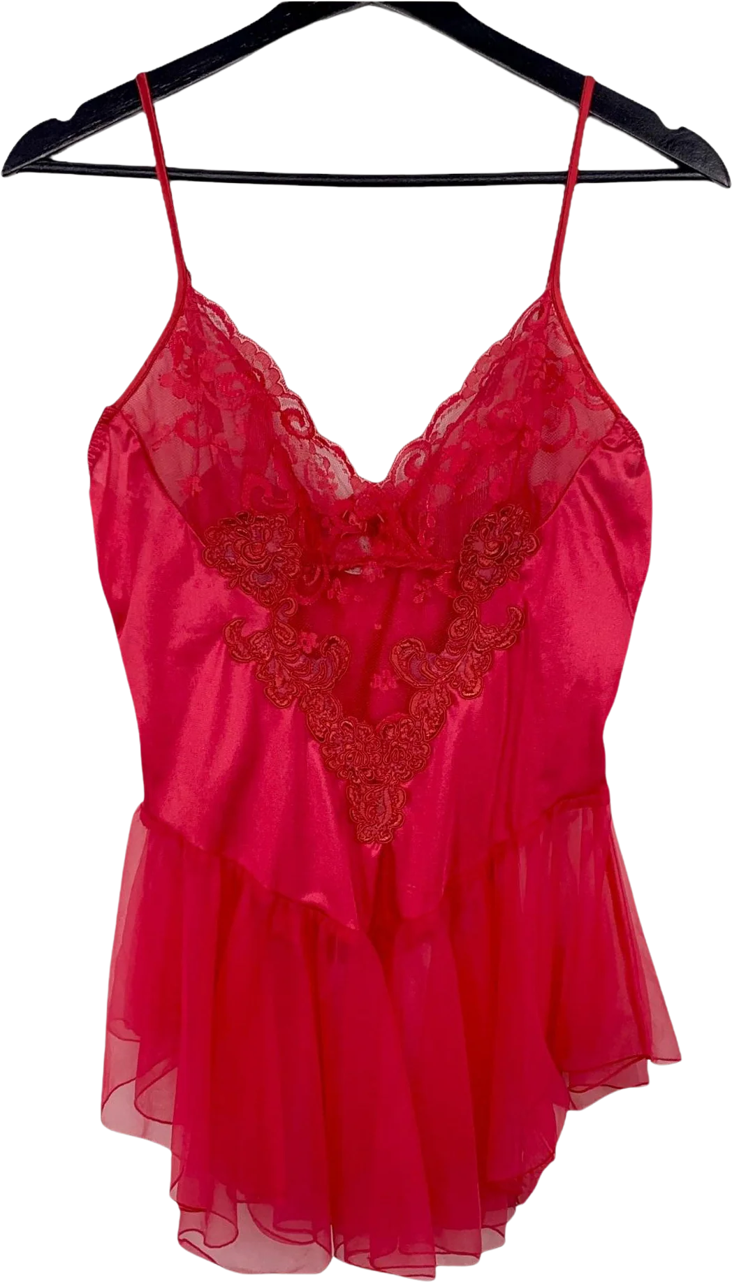 Vintage 90s Private Luxuries Chiffon Skirt Lace Nylon Negligee Small