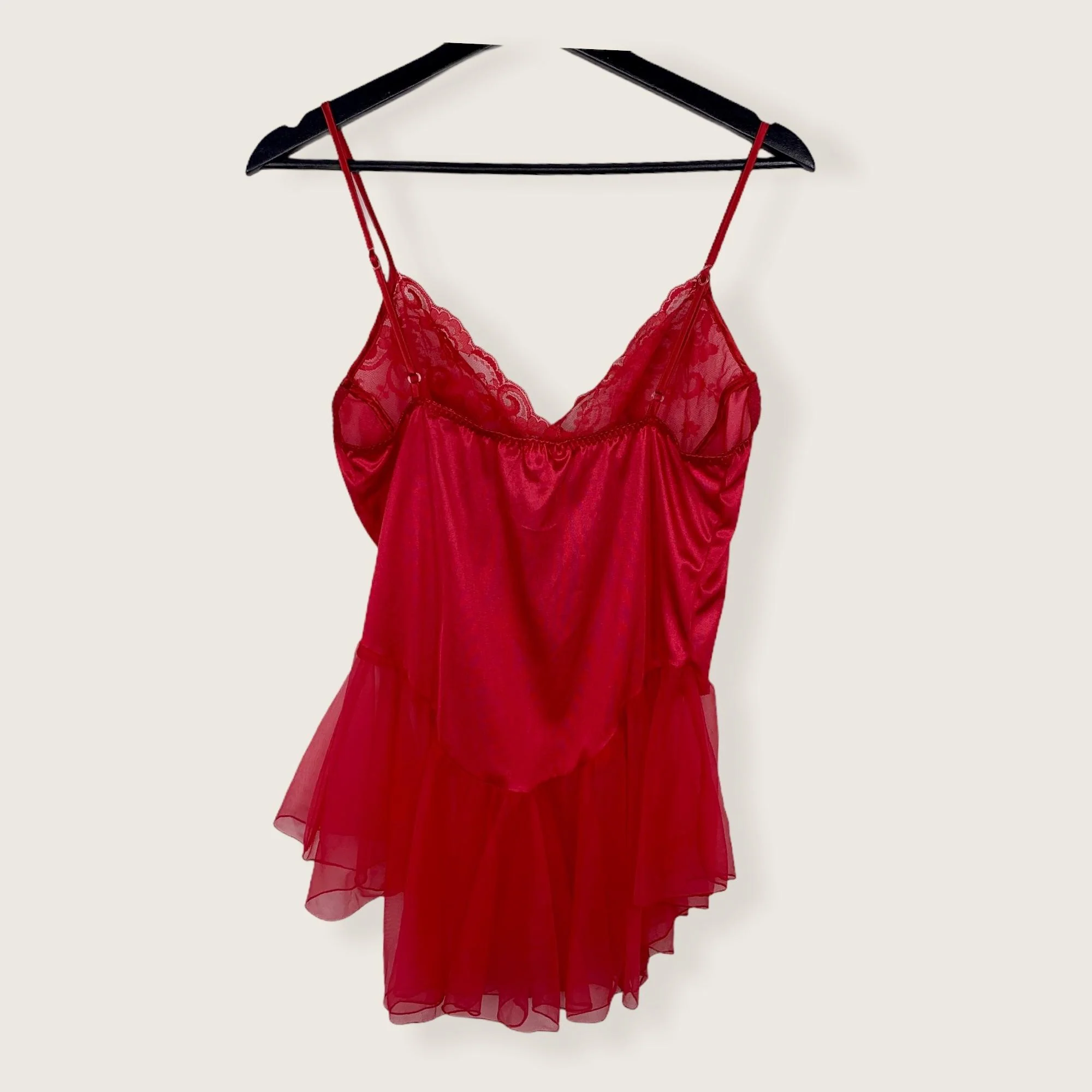 Vintage 90s Private Luxuries Chiffon Skirt Lace Nylon Negligee Small - Image 4
