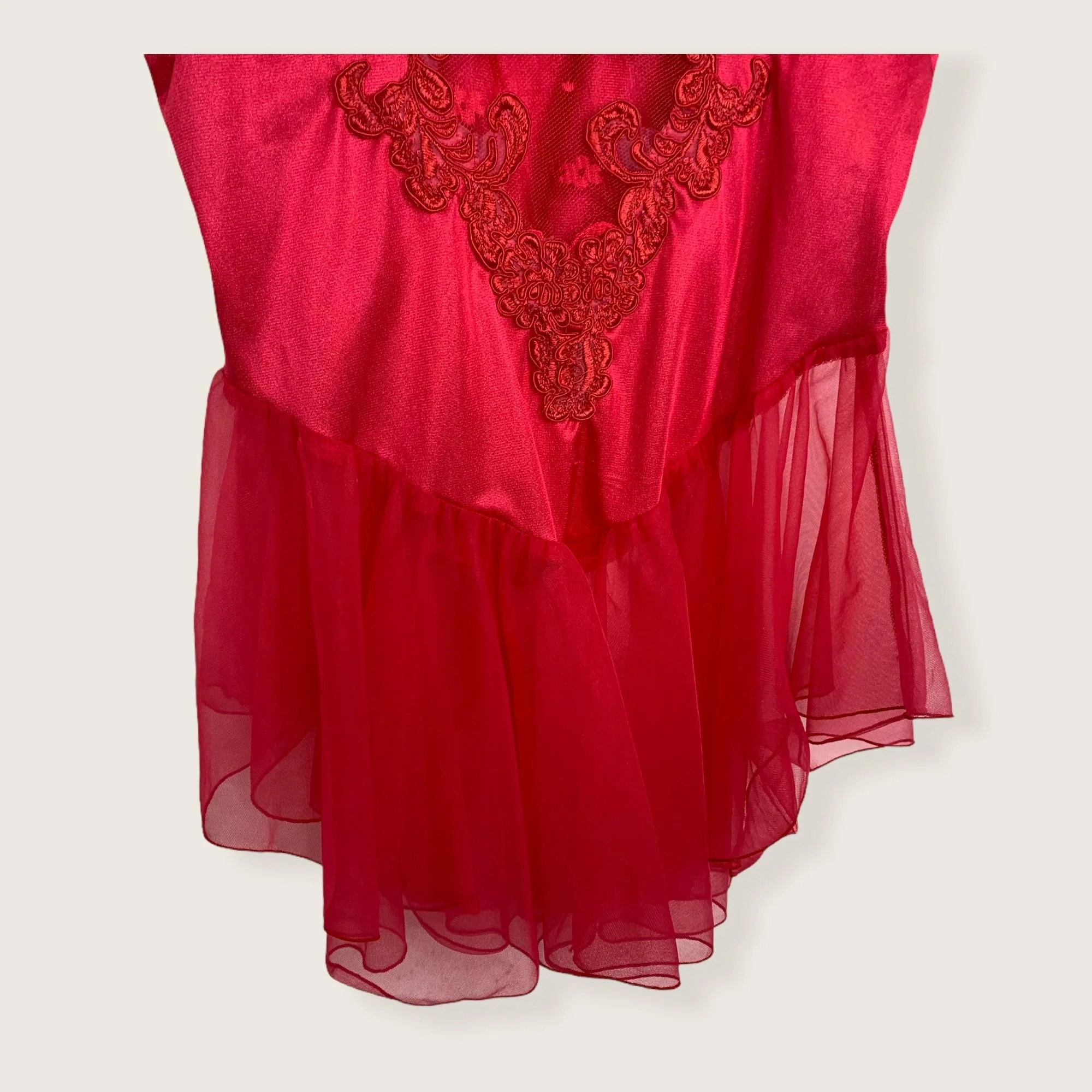 Vintage 90s Private Luxuries Chiffon Skirt Lace Nylon Negligee Small - Image 5