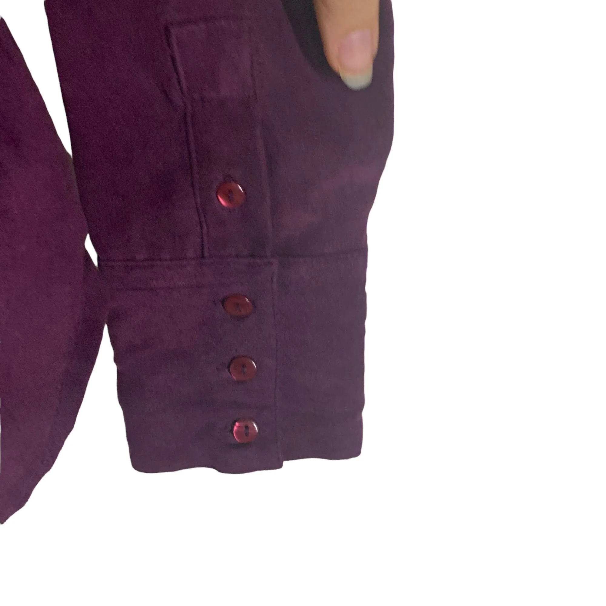 Vintage 90s Purple Faux Suede Long Sleeve Waist Panel Tie Top by So.... Gsjc - Image 4