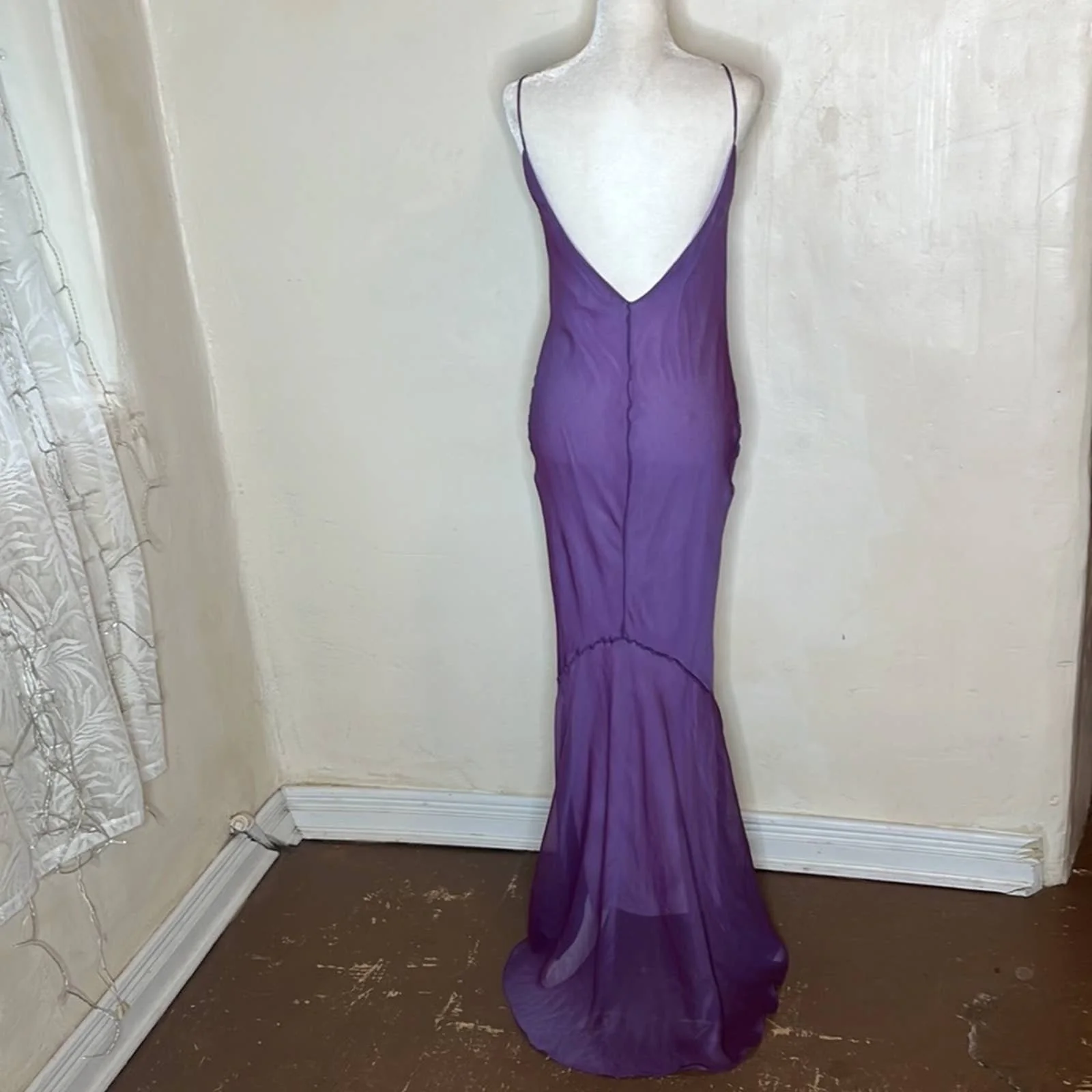 Vintage 90s Purple Mermaid Dress Bias Cut - Image 3