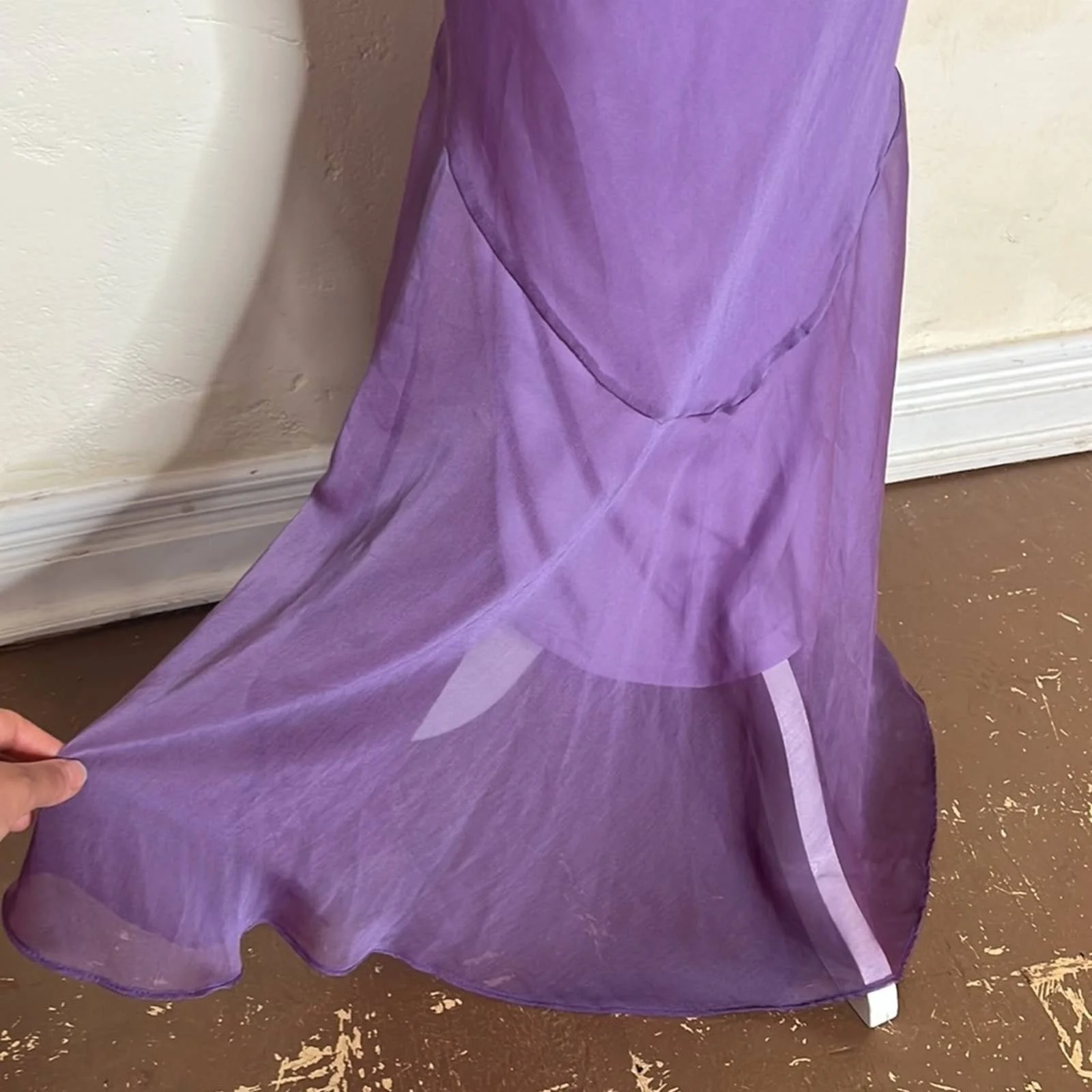 Vintage 90s Purple Mermaid Dress Bias Cut - Image 4