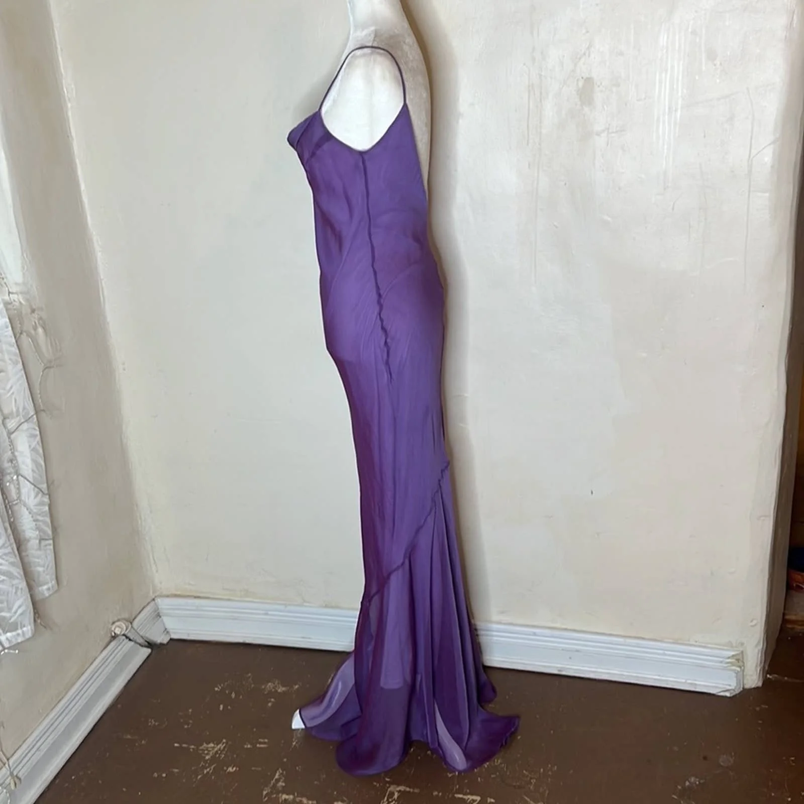 Vintage 90s Purple Mermaid Dress Bias Cut - Image 9
