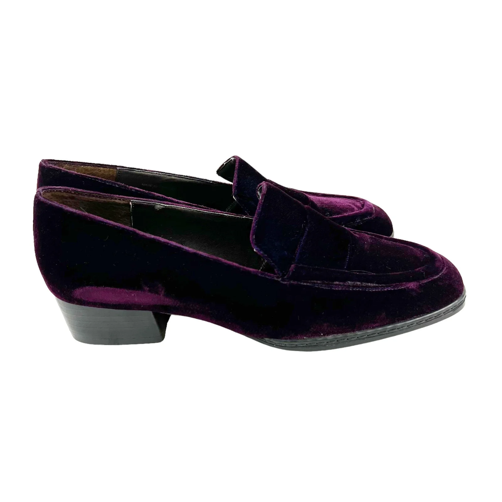 Vintage 90s Purple Velvet Loafers Nina Leather Shoes Slip-Ons - Image 2