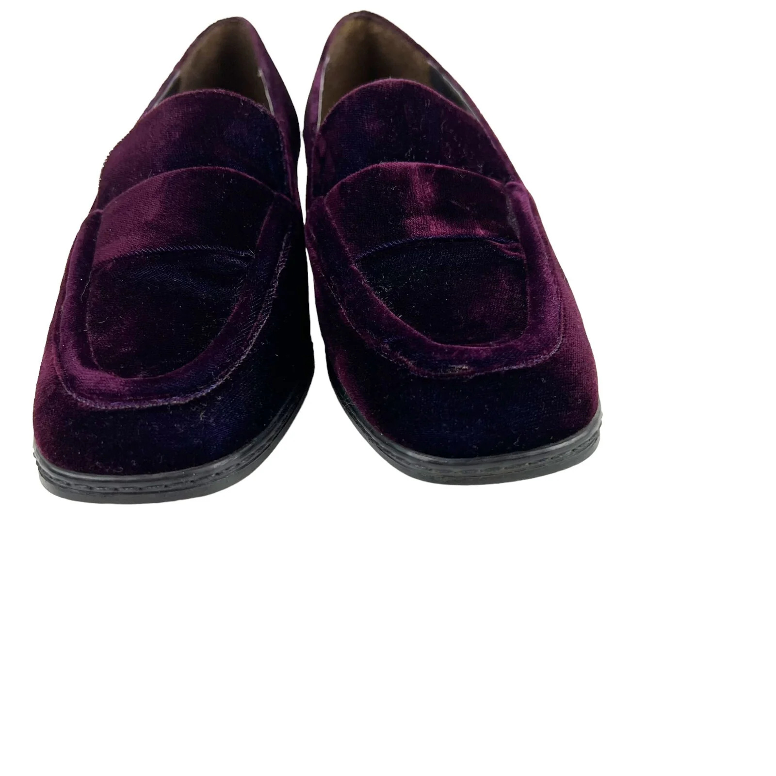 Vintage 90s Purple Velvet Loafers Nina Leather Shoes Slip-Ons - Image 4