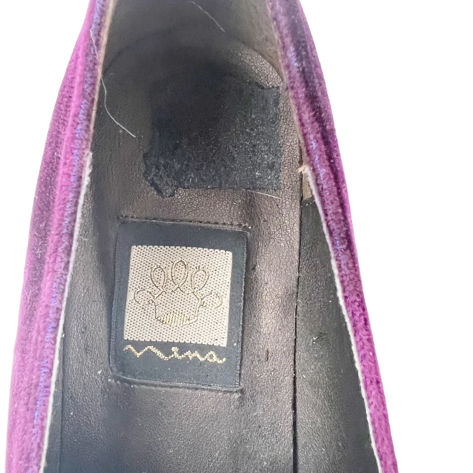 Vintage 90s Purple Velvet Loafers Nina Leather Shoes Slip-Ons - Image 5