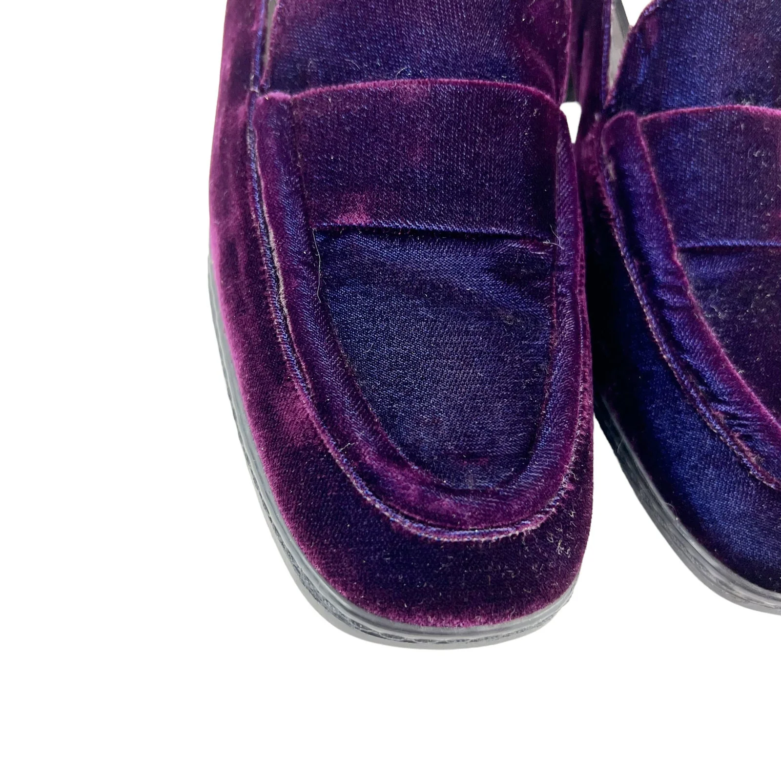 Vintage 90s Purple Velvet Loafers Nina Leather Shoes Slip-Ons - Image 7