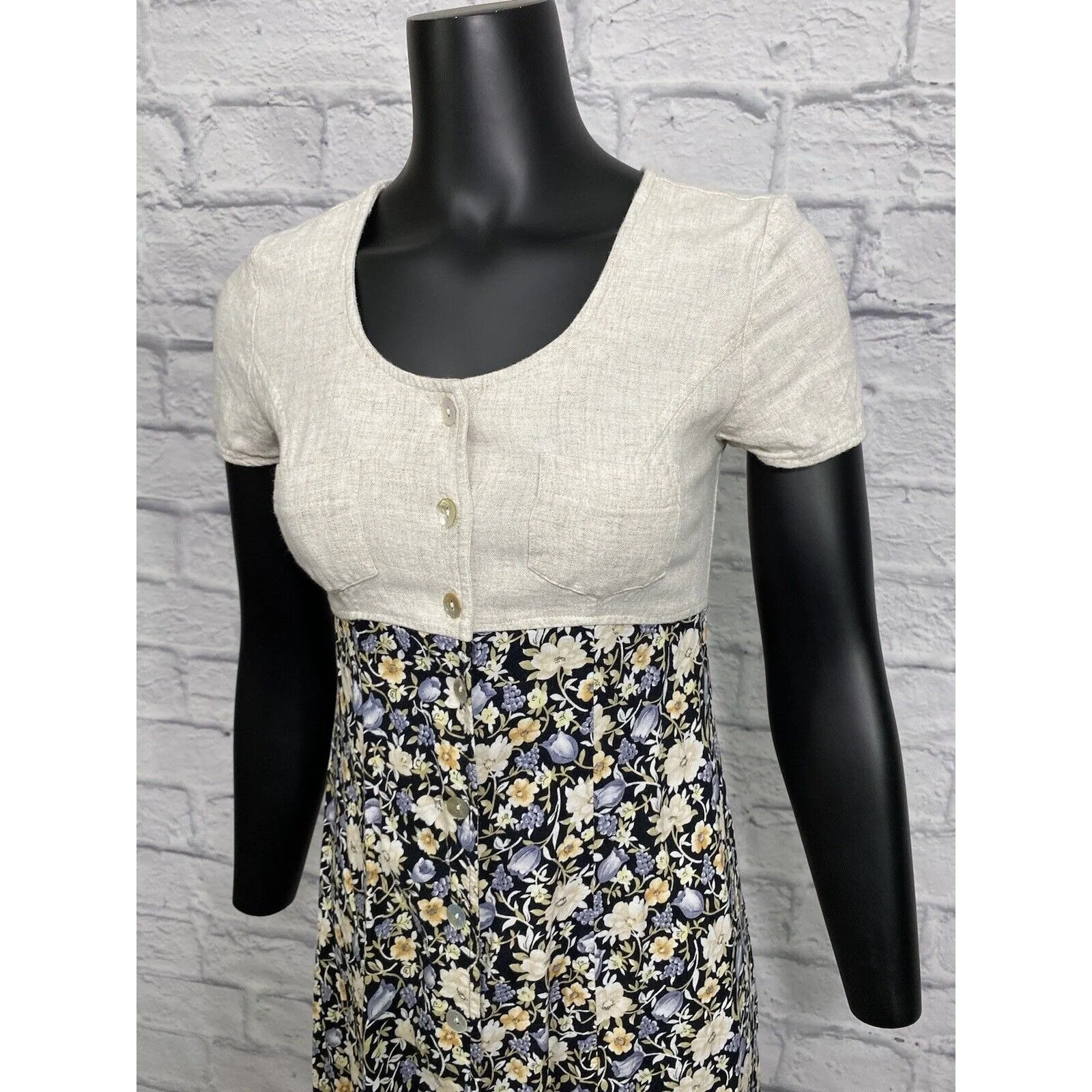 Vintage 90s Rayon Dress All That Jazz Grunge Midi Floral Linen Flirty by All That Jazz - Image 2